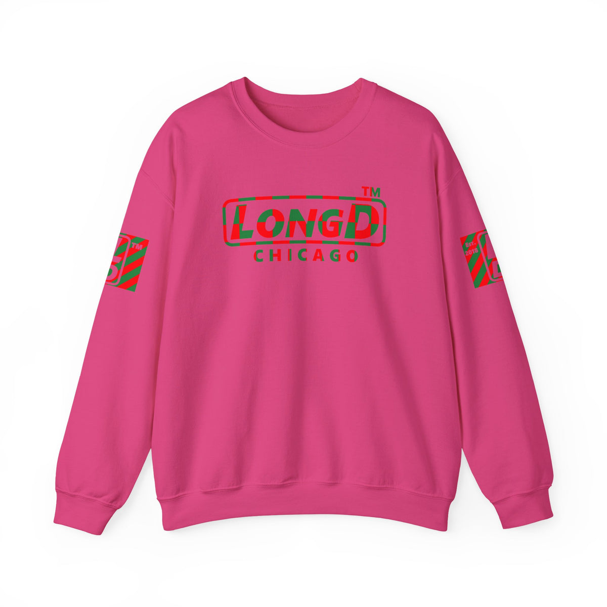 LongD Chicago positive checkered 4-print logo (Xmas colors) crewneck sweatshirt