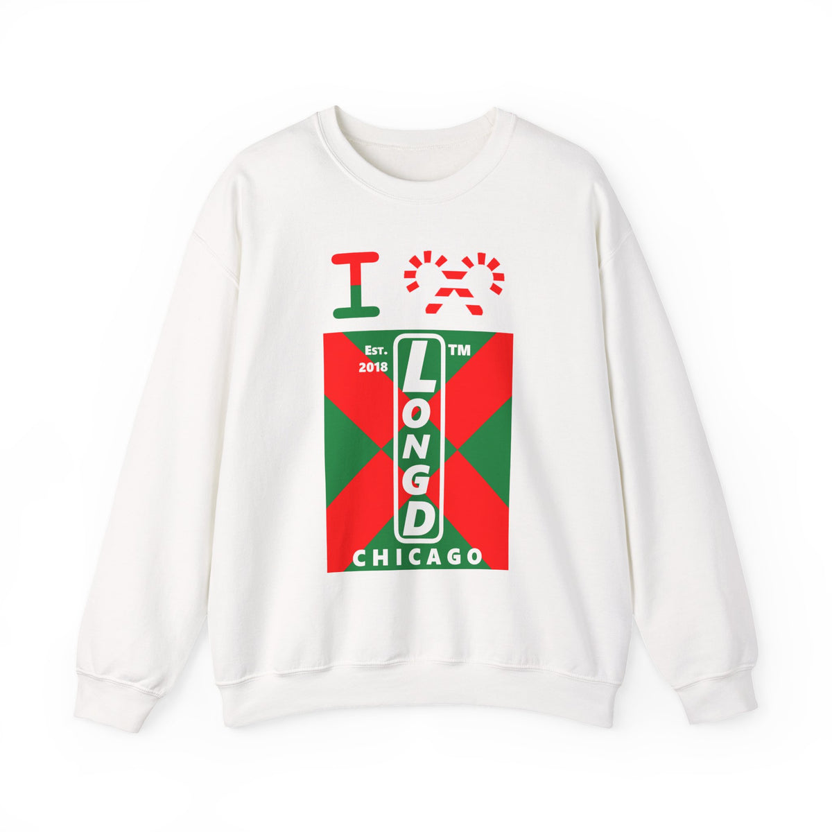 I candy cane LongD Chicago negative upright argyle x logo crewneck sweatshirt