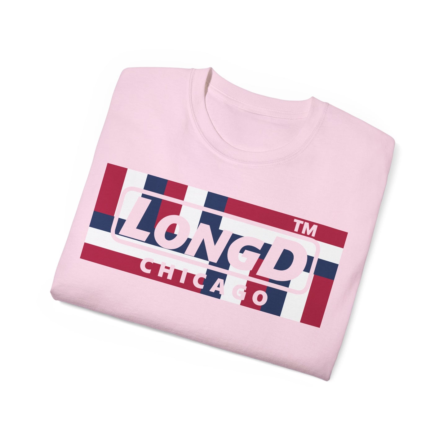 LongD negative modified windmill Chicago logo cotton tee (patriotic colors)