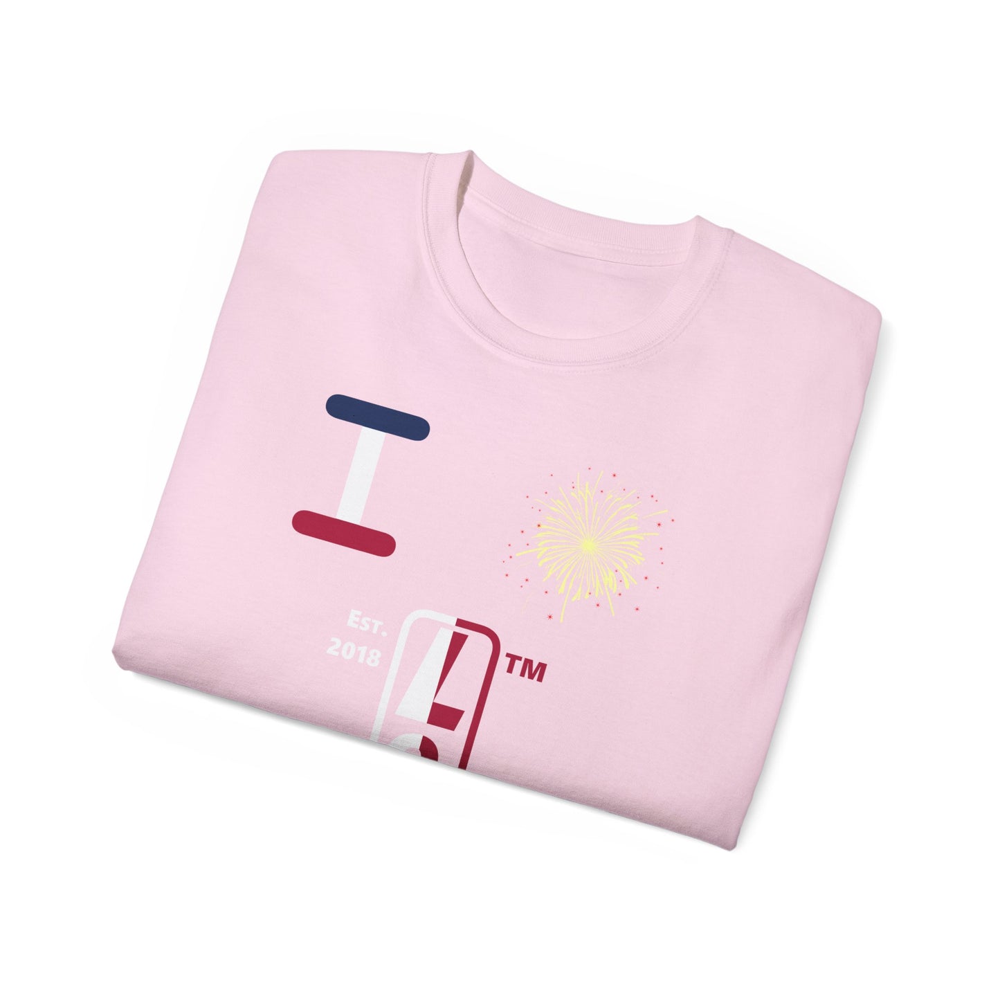 I Burst LongD cotton tee positive quarters Hyde Park upright logo (Patriotic colors)