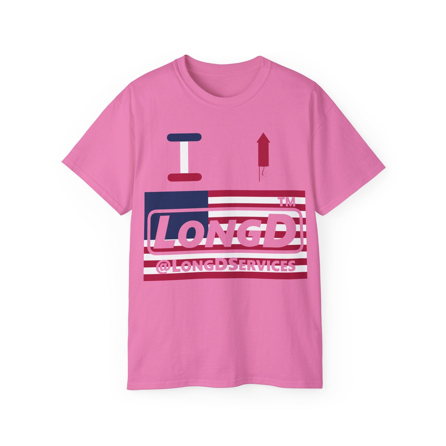 I firecracker LongD negative flag tag logo cotton tee