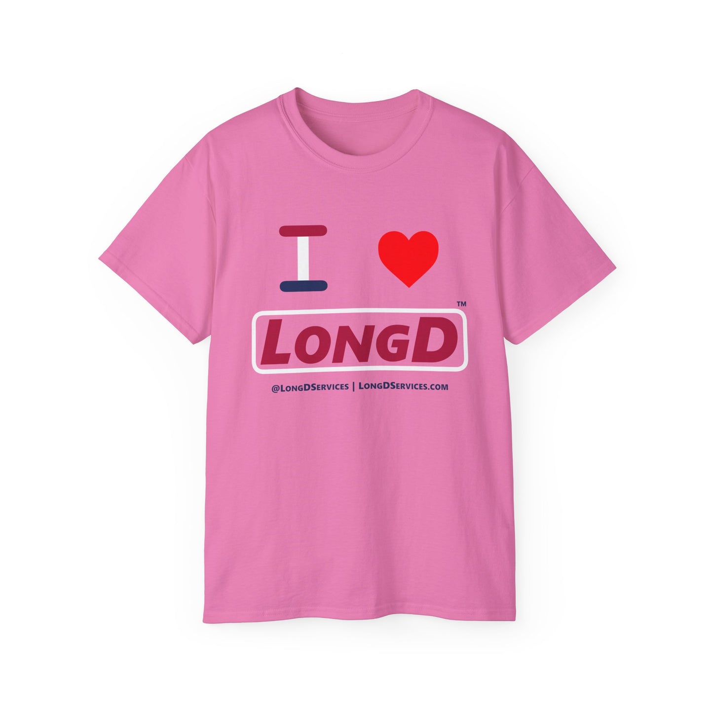 I Luv LongD® Logo Cotton Tee Red, White and Blue positive elements text