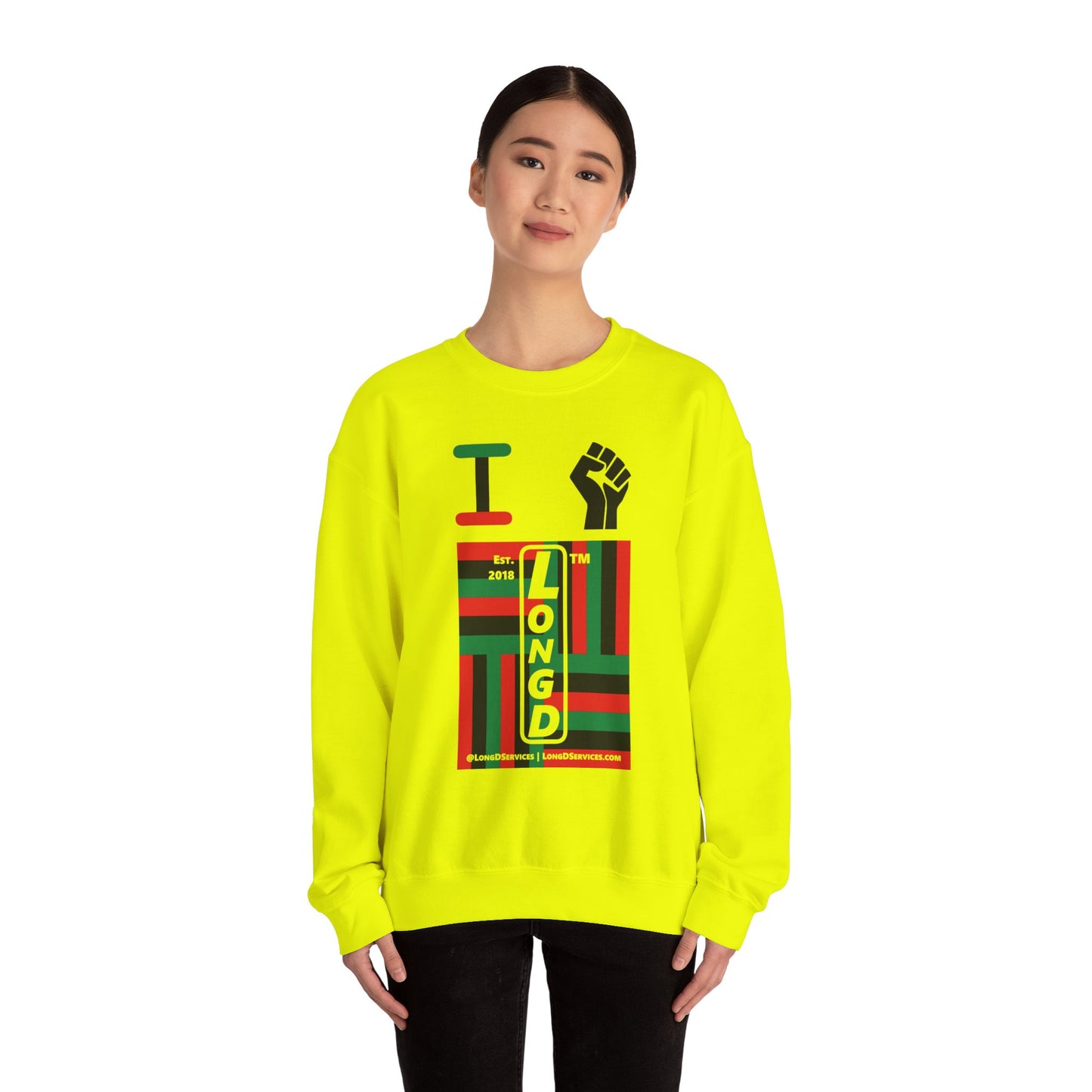 I Fist LongD negative windmill tag-domain upright logo crewneck sweatshirt