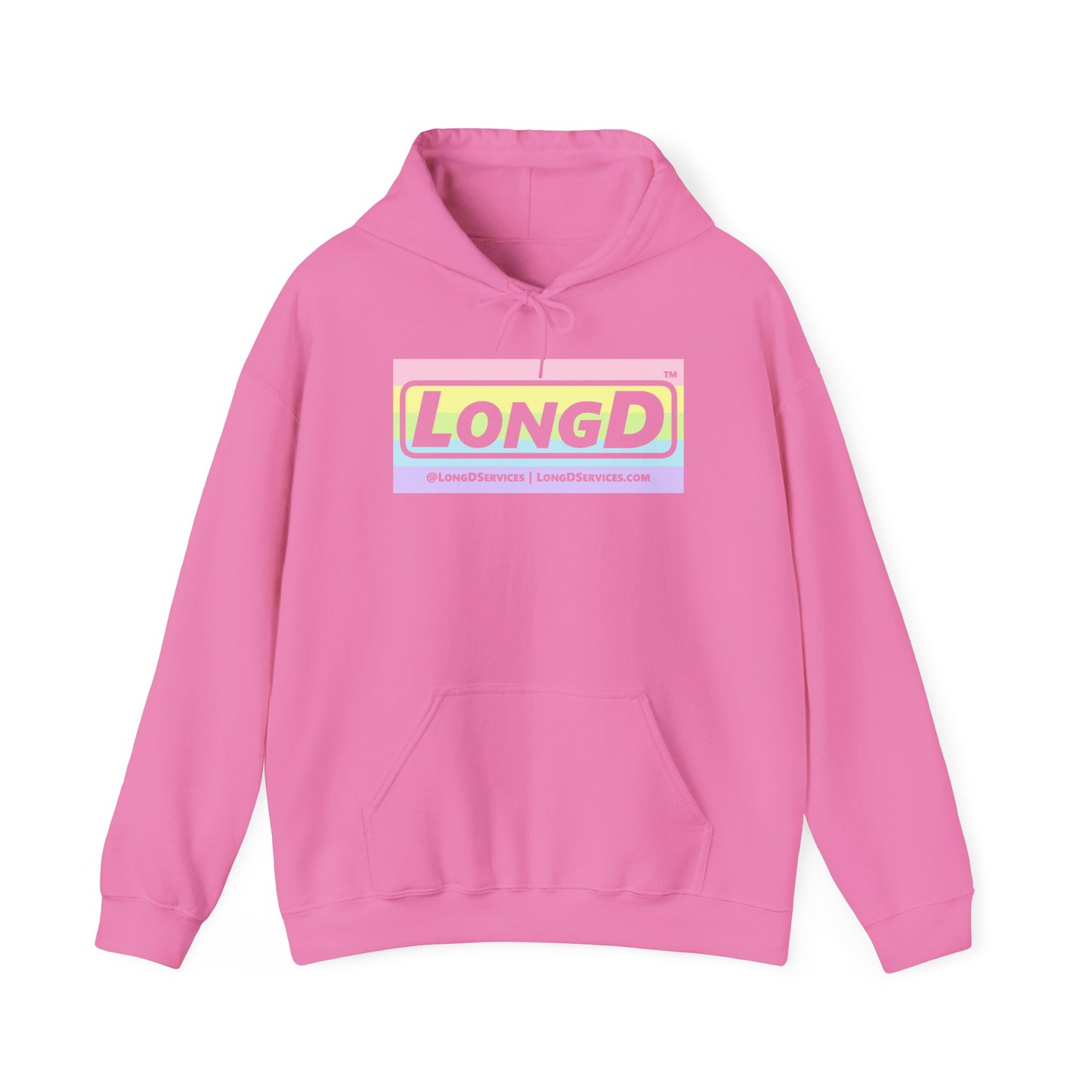 LongD® Logo Hoodie pastel striped negative text coloration