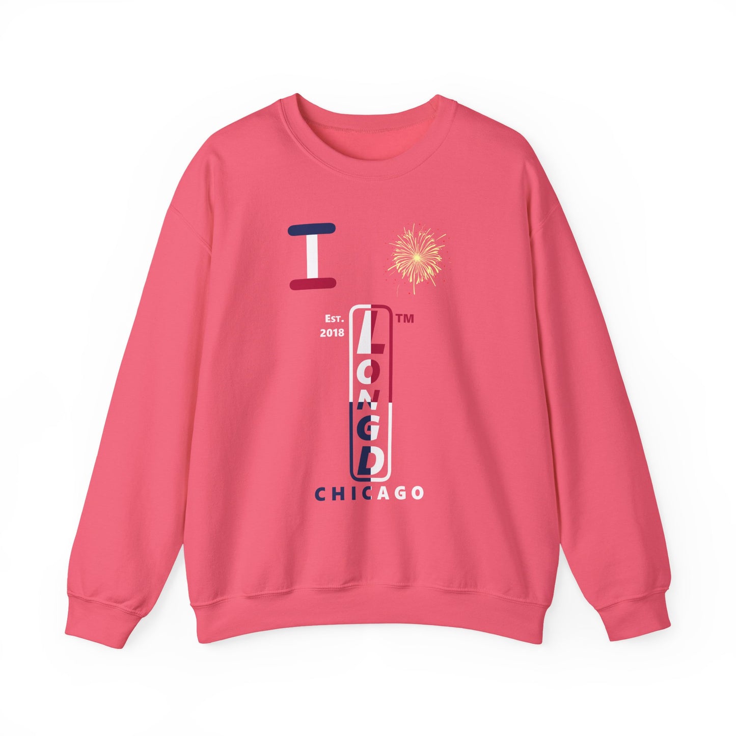 I Burst LongD positive quarters flag Chicago upright logo crewneck sweatshirt