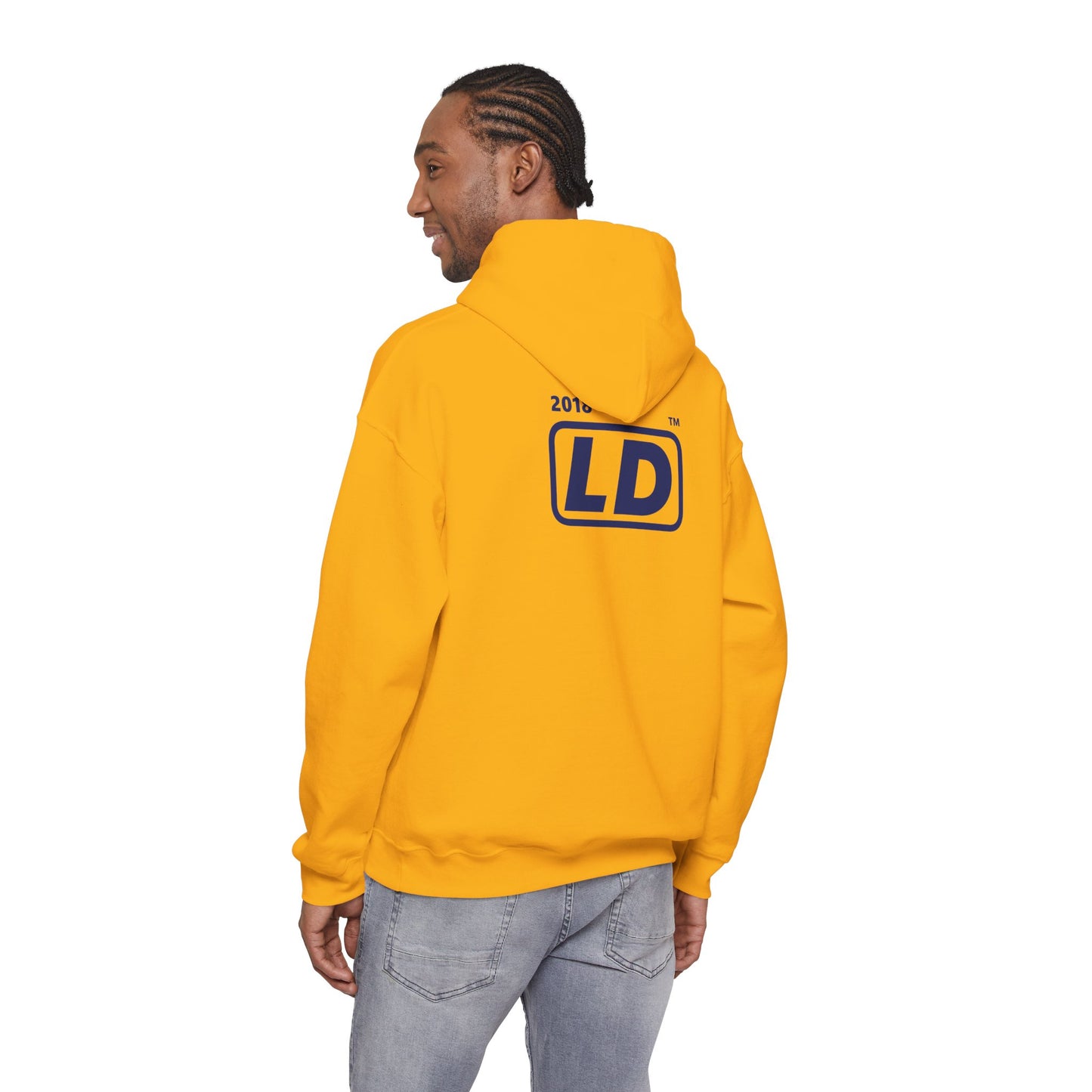 LongD® positive vertical striped single-breasted front-back Chicago logo hoodie (Pride colors)