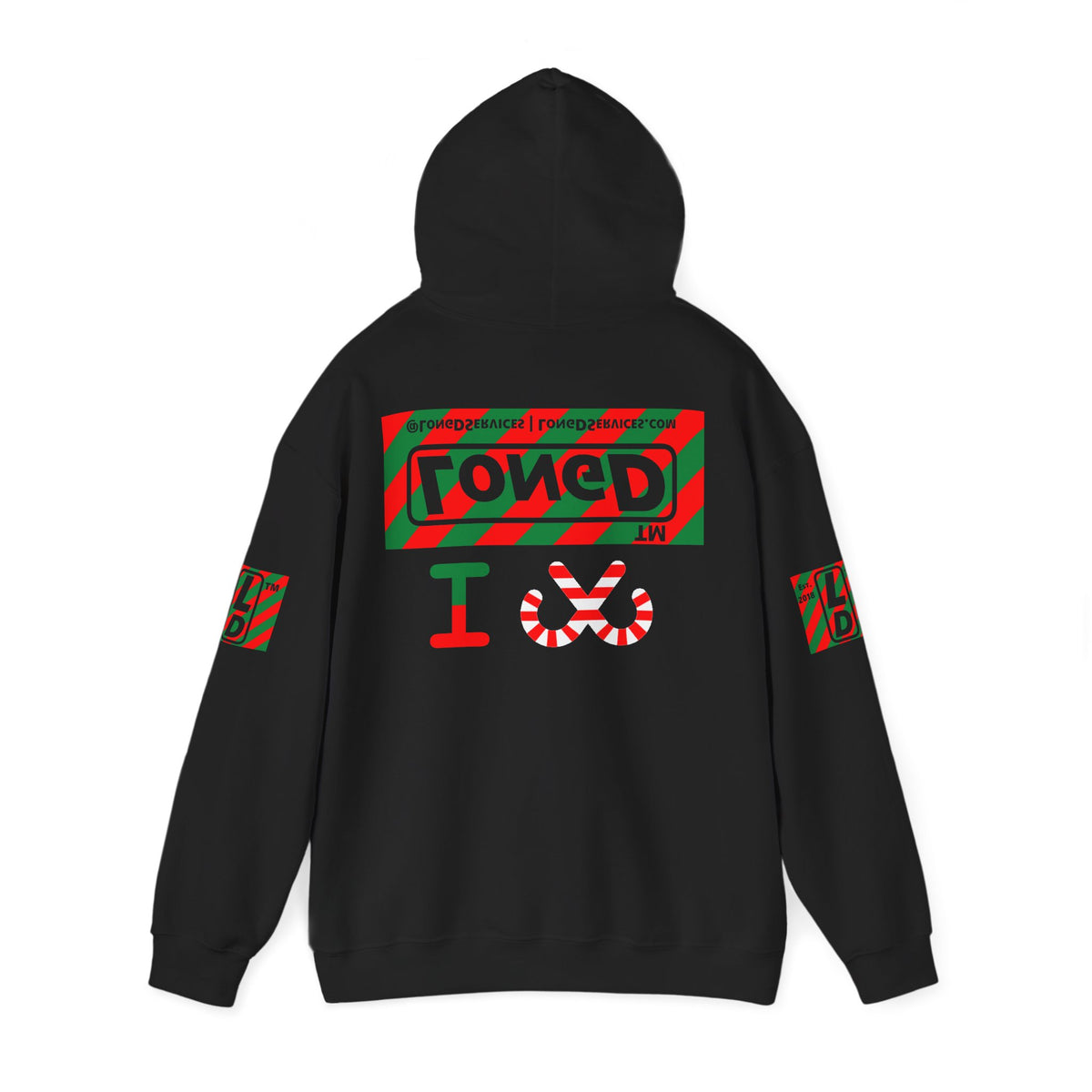 I candy cane LongD Tag-domain negative 12-striped 4-print logo hoodie