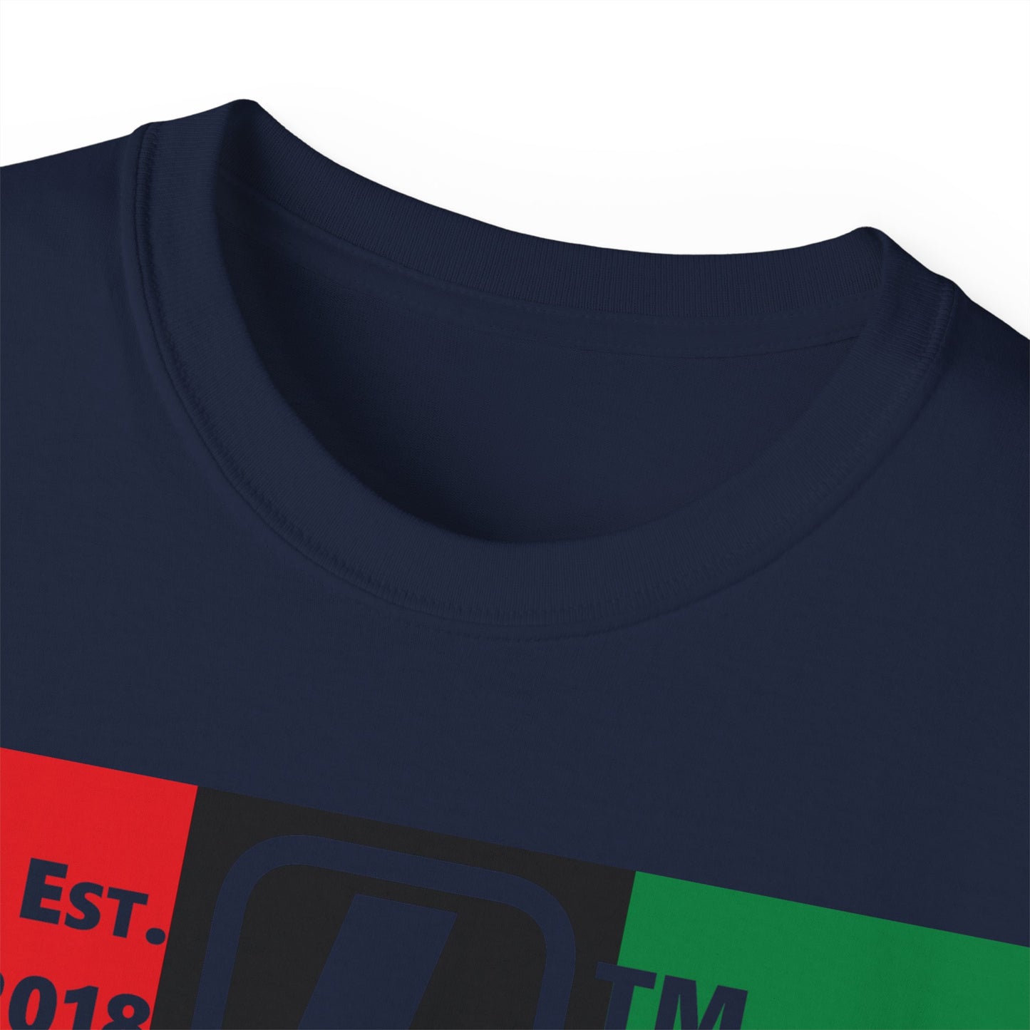 LongD Cotton Tee negative vertical striped Hyde Park upright logo (Juneteenth colors)