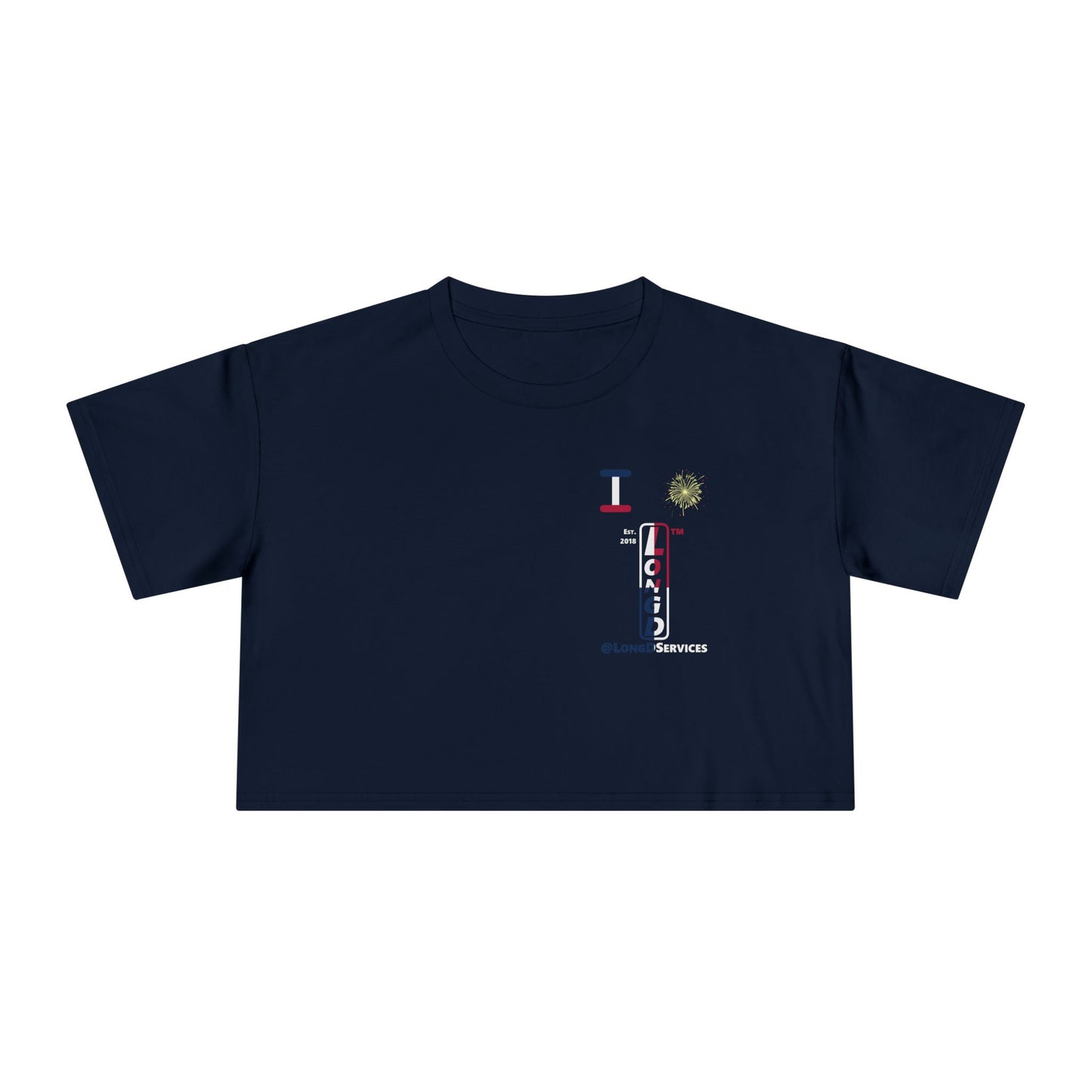 I burst LongD positive quarters upright single-breasted tag logo crop tee