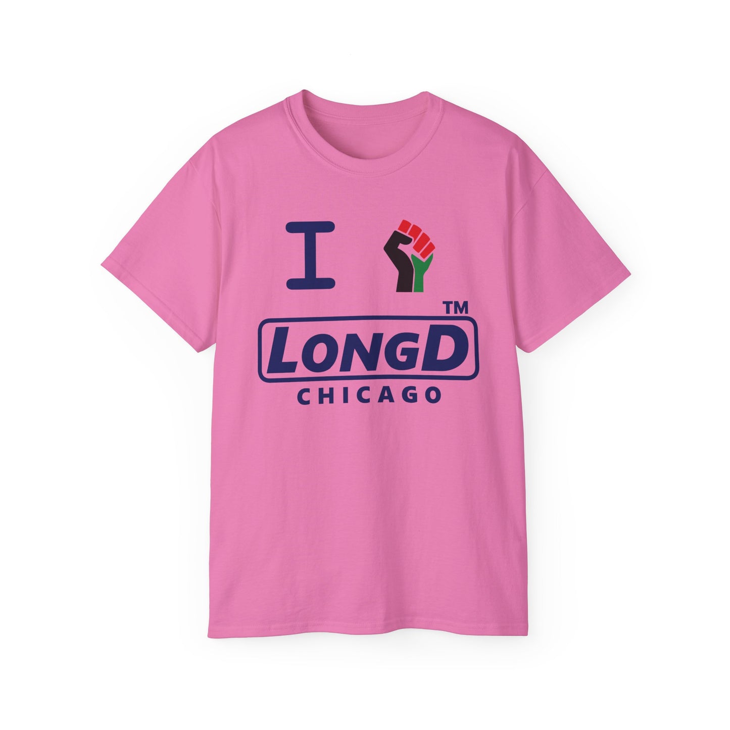I fist LongD official Chicago logo cotton tee with multicolored fist