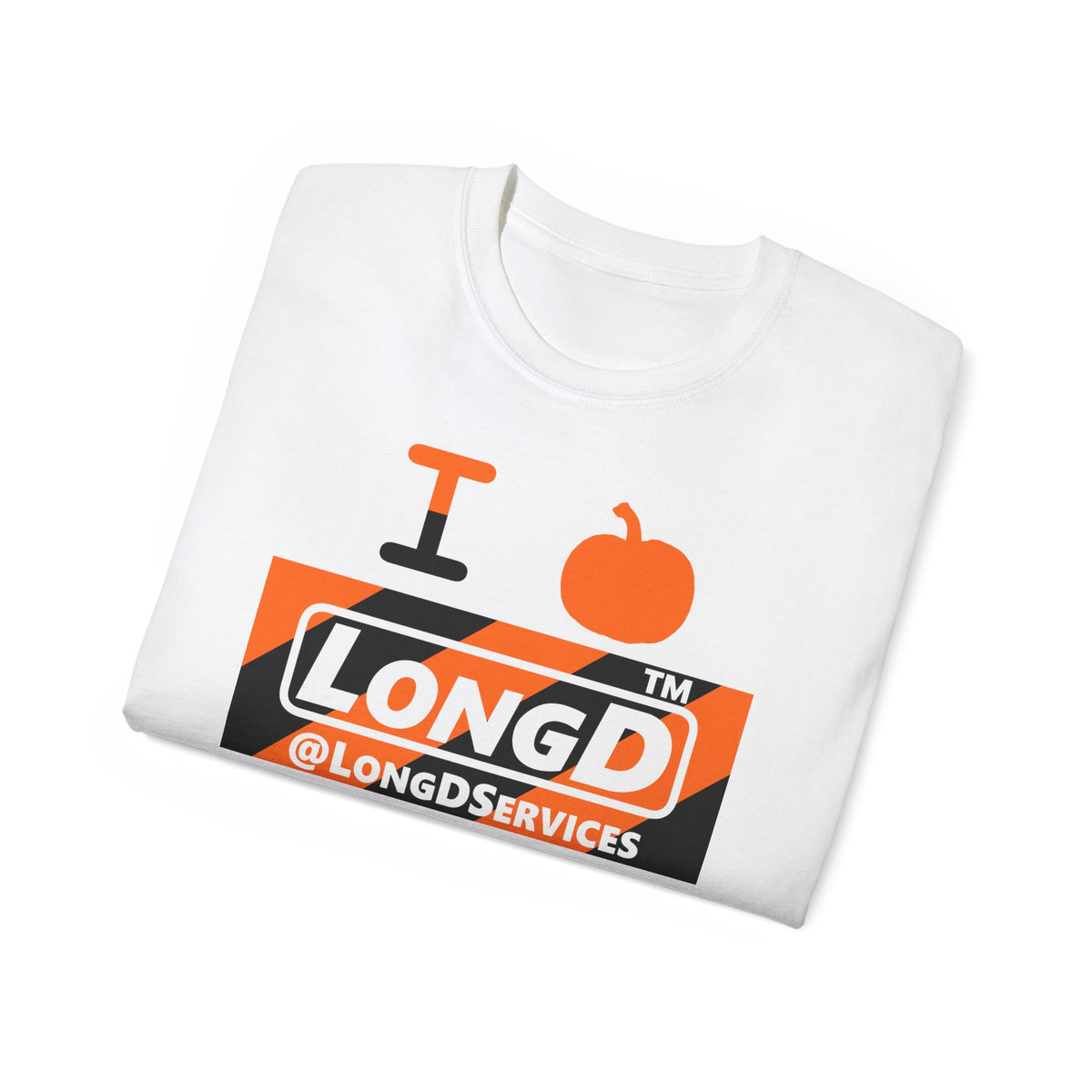 I pumpkin LongD Tag negative diagonal 6-striped logo cotton tee
