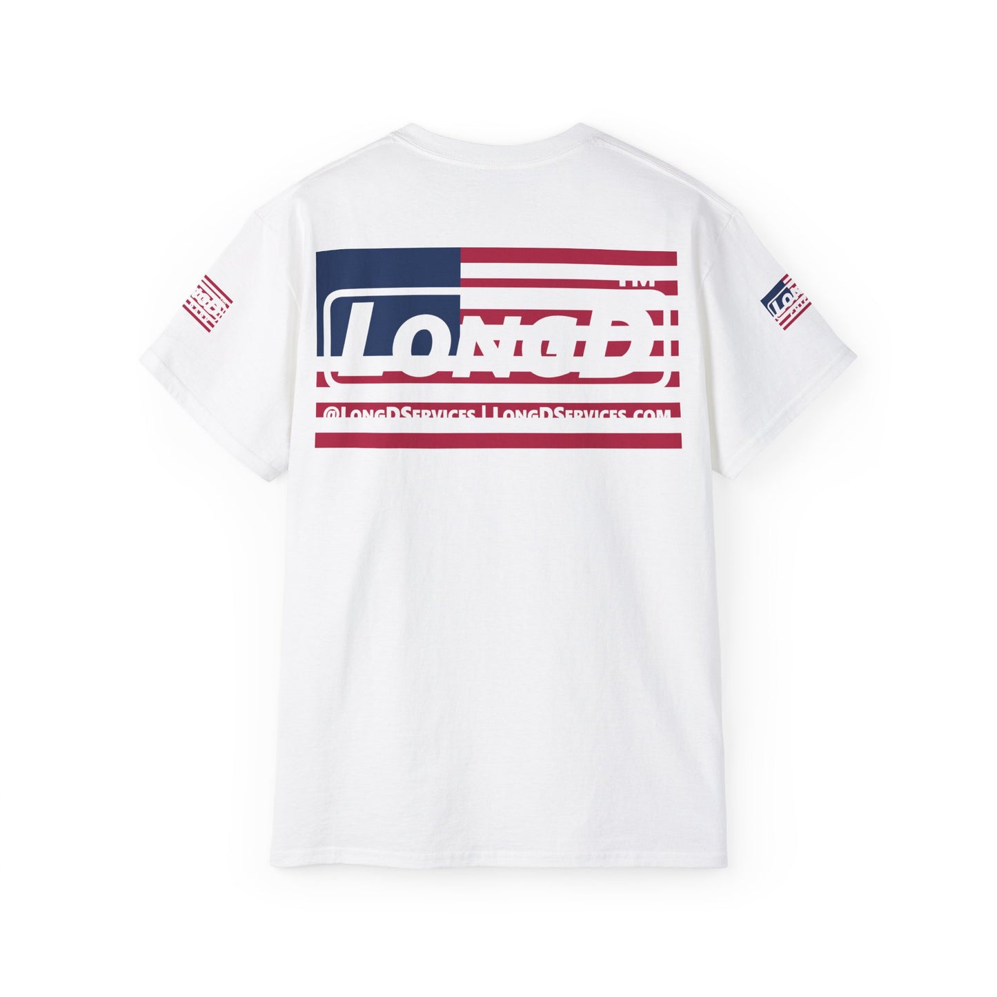 LongD negative flag 4-print Chicago logo cotton tee (patriotic colors)