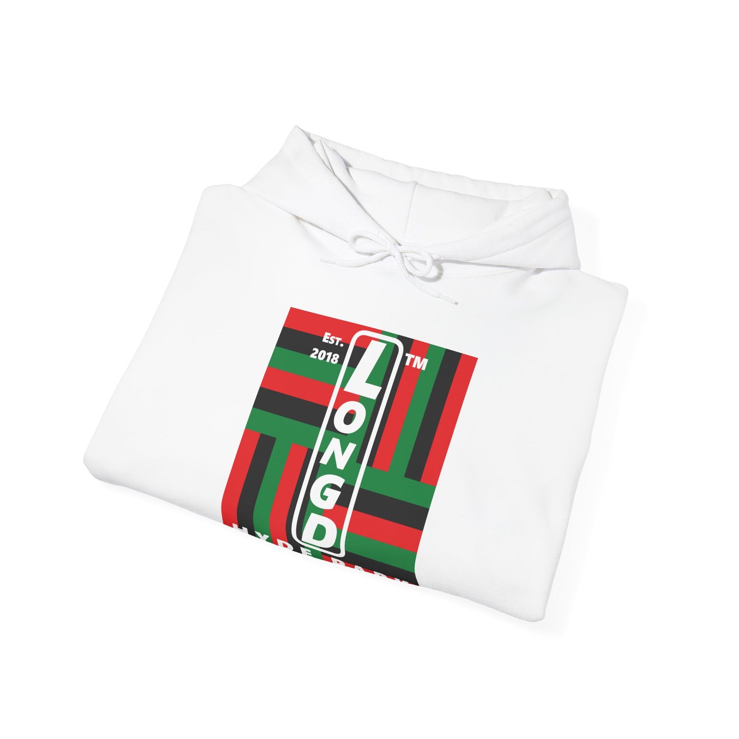 LongD® negative windmill upright Hyde Park logo hoodie (Juneteenth colors)