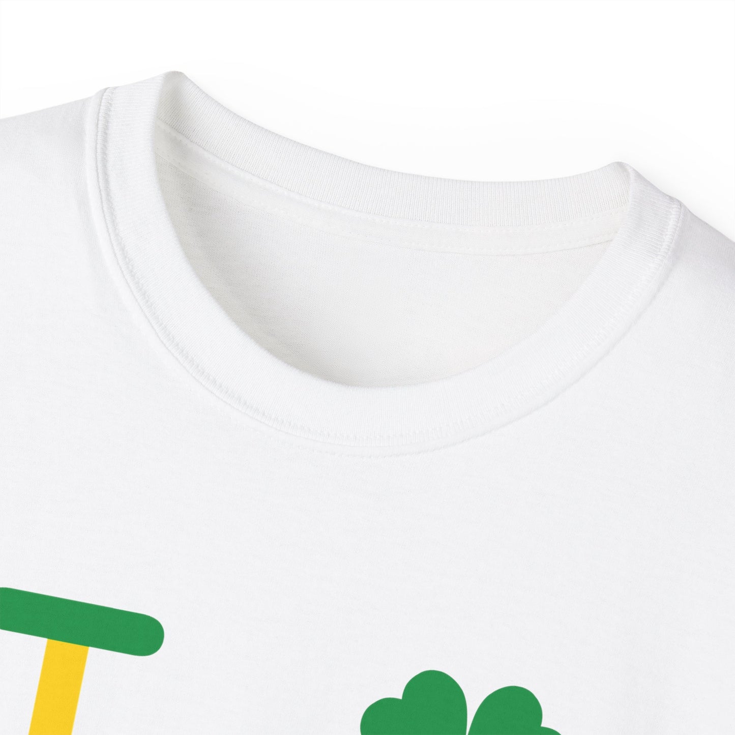 I Clover LongD® Logo Cotton Tee (St. Patrick's Day -Irish Green, Golden Yellow and Irish Orange thirds with 4-leaf clover)