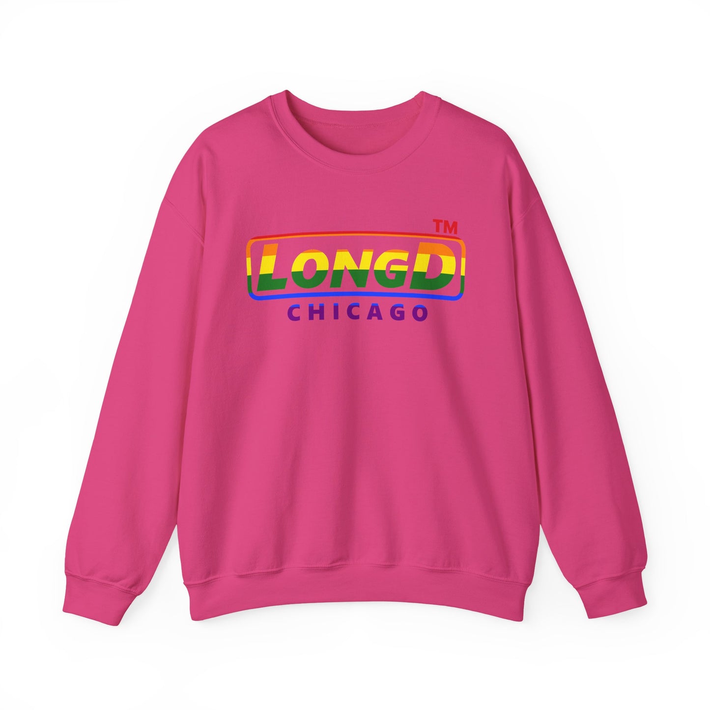 LongD positive horizontal striped Chicago logo crewneck sweatshirt (Pride colors)