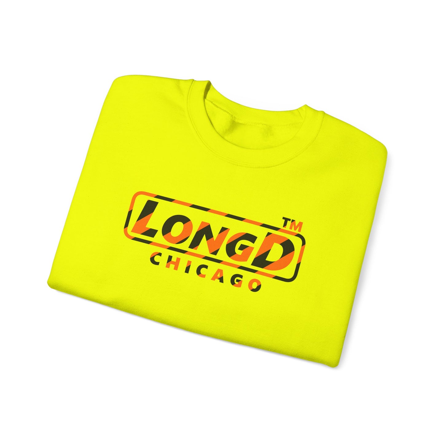 LongD Chicago positive 12-striped 4-print logo (Halloween colors) crewneck sweatshirt