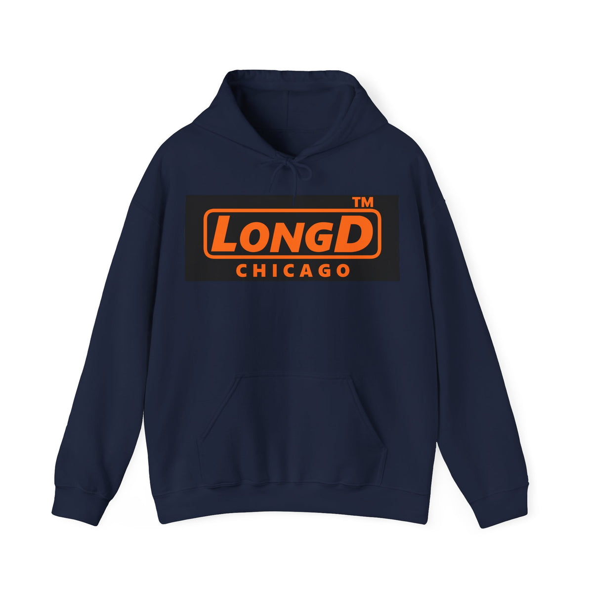 LongD Chicago logo orange (FE7518) on Black (000000) (Halloween colors) hoodie