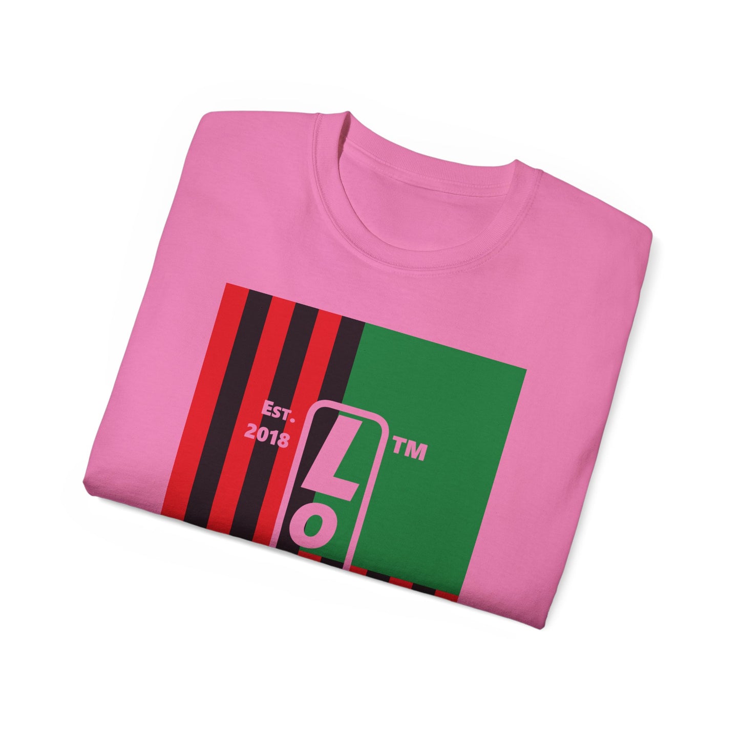 LongD Cotton Tee negative flag Hyde Park upright logo (Juneteenth colors)