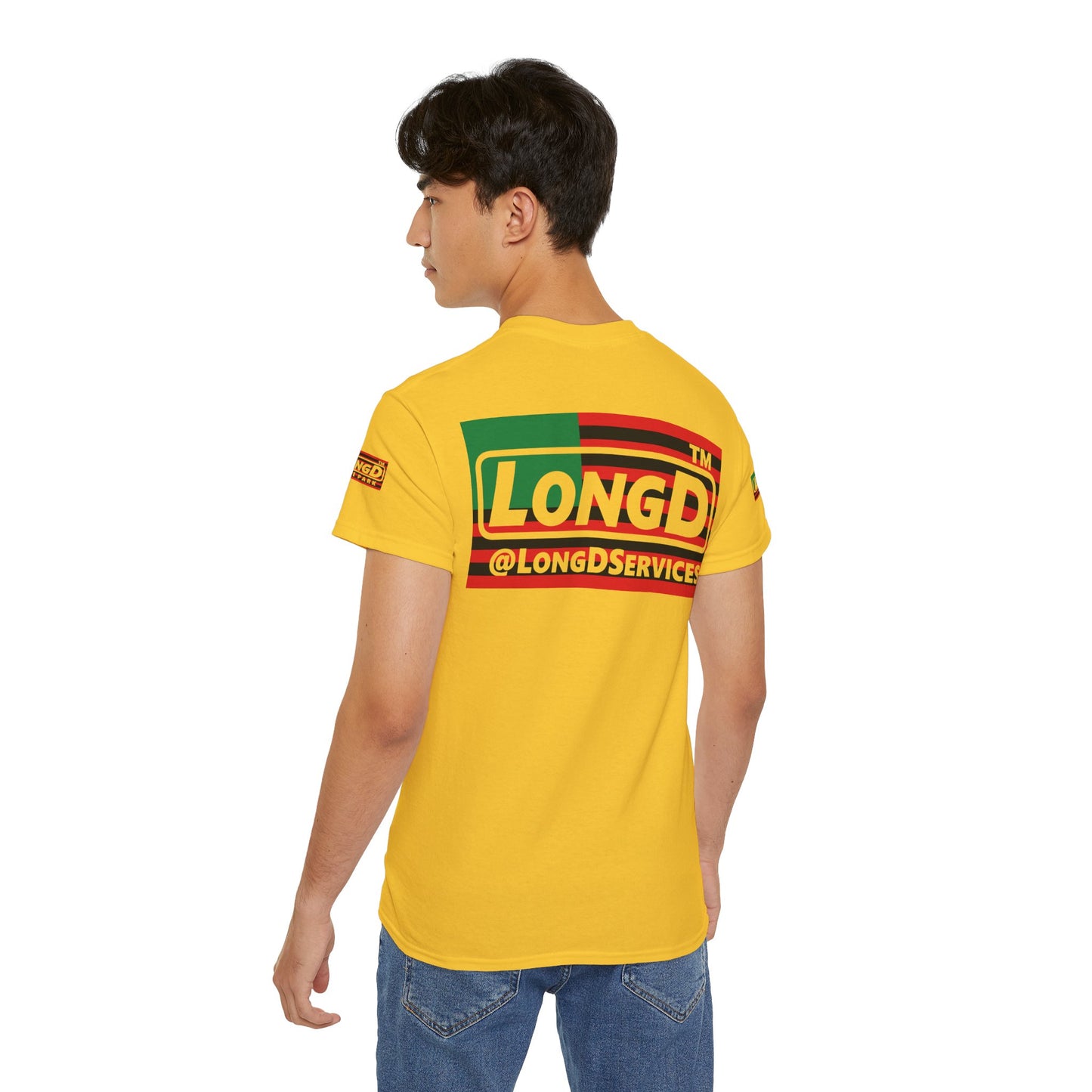 LongD negative flag Hyde Park logo 4-print cotton tee (Juneteenth colors)