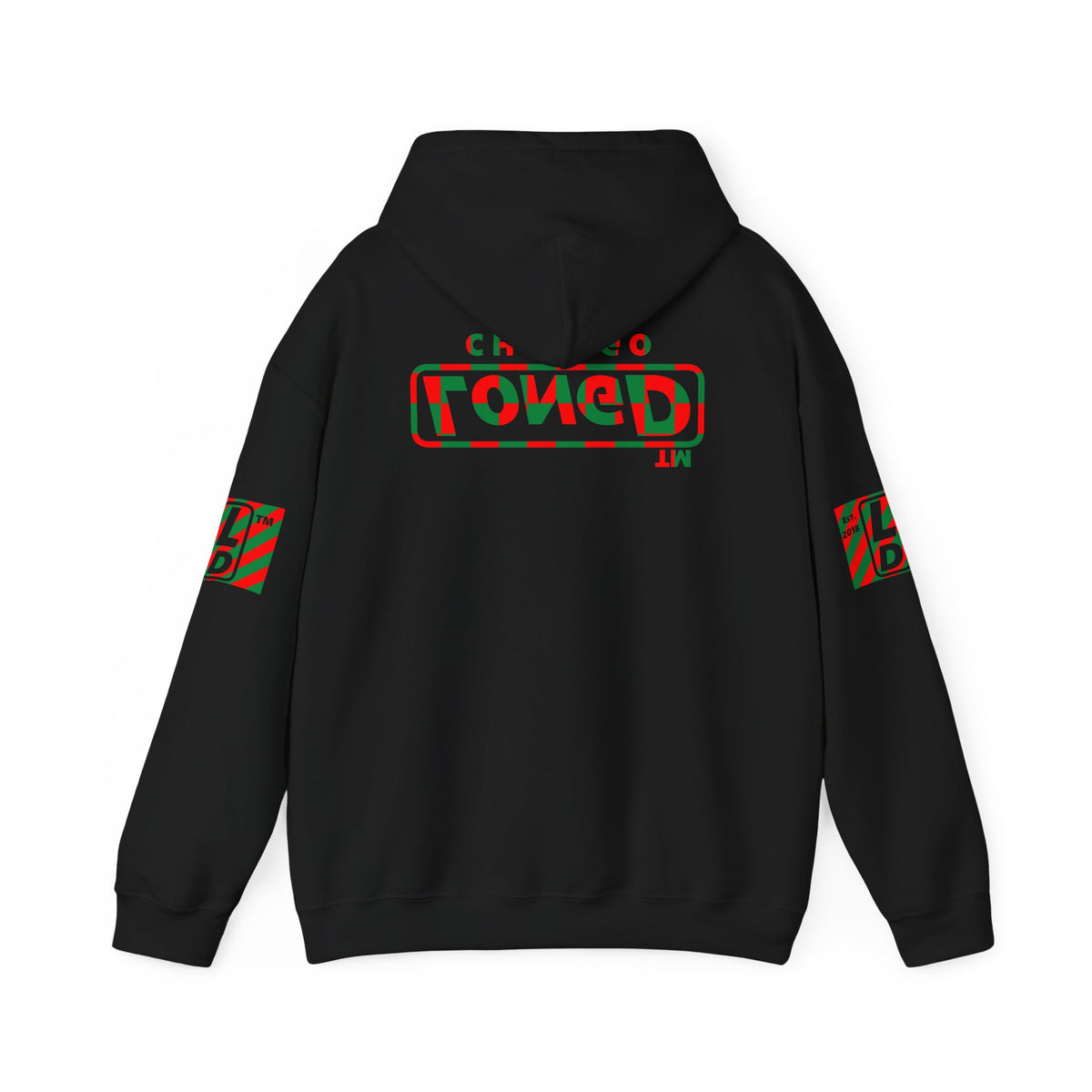 LongD Chicago positive checkered 4-print logo (Xmas colors) hoodie