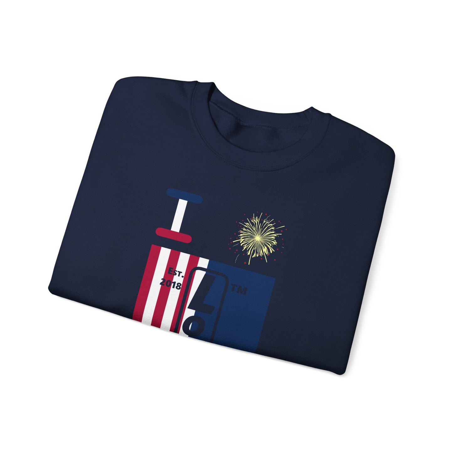 I Burst LongD negative cropped flag Chicago upright logo crewneck sweatshirt