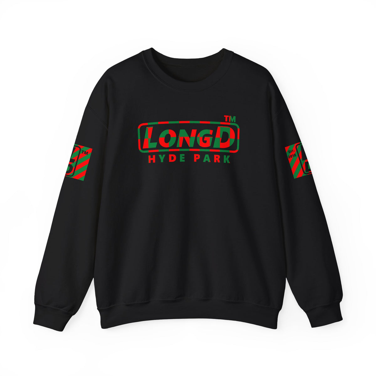 LongD Hyde Park positive checkered 4-print logo (Xmas colors) crewneck sweatshirt