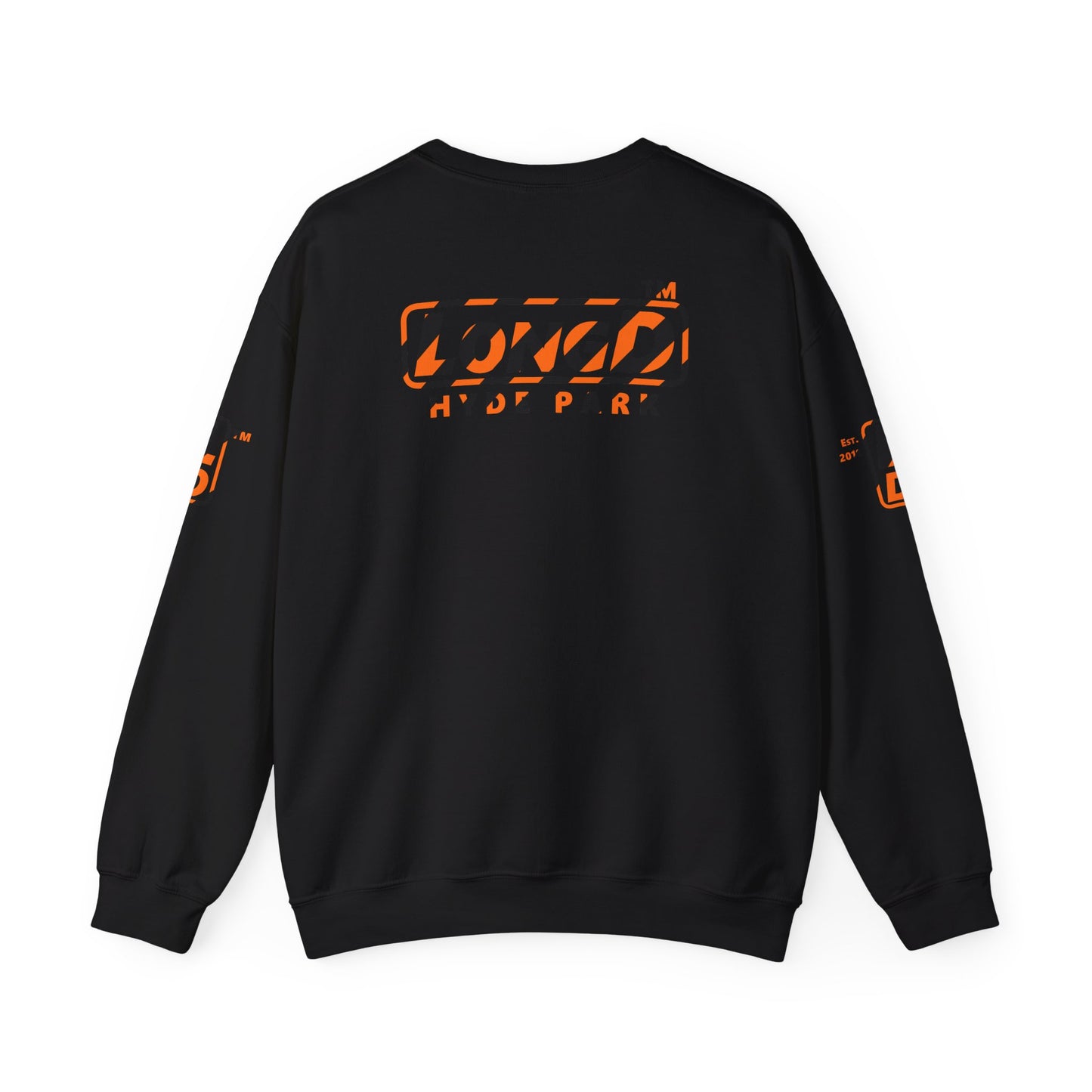 LongD Hyde Park positive 12-striped 4-print logo (Halloween colors) crewneck sweatshirt