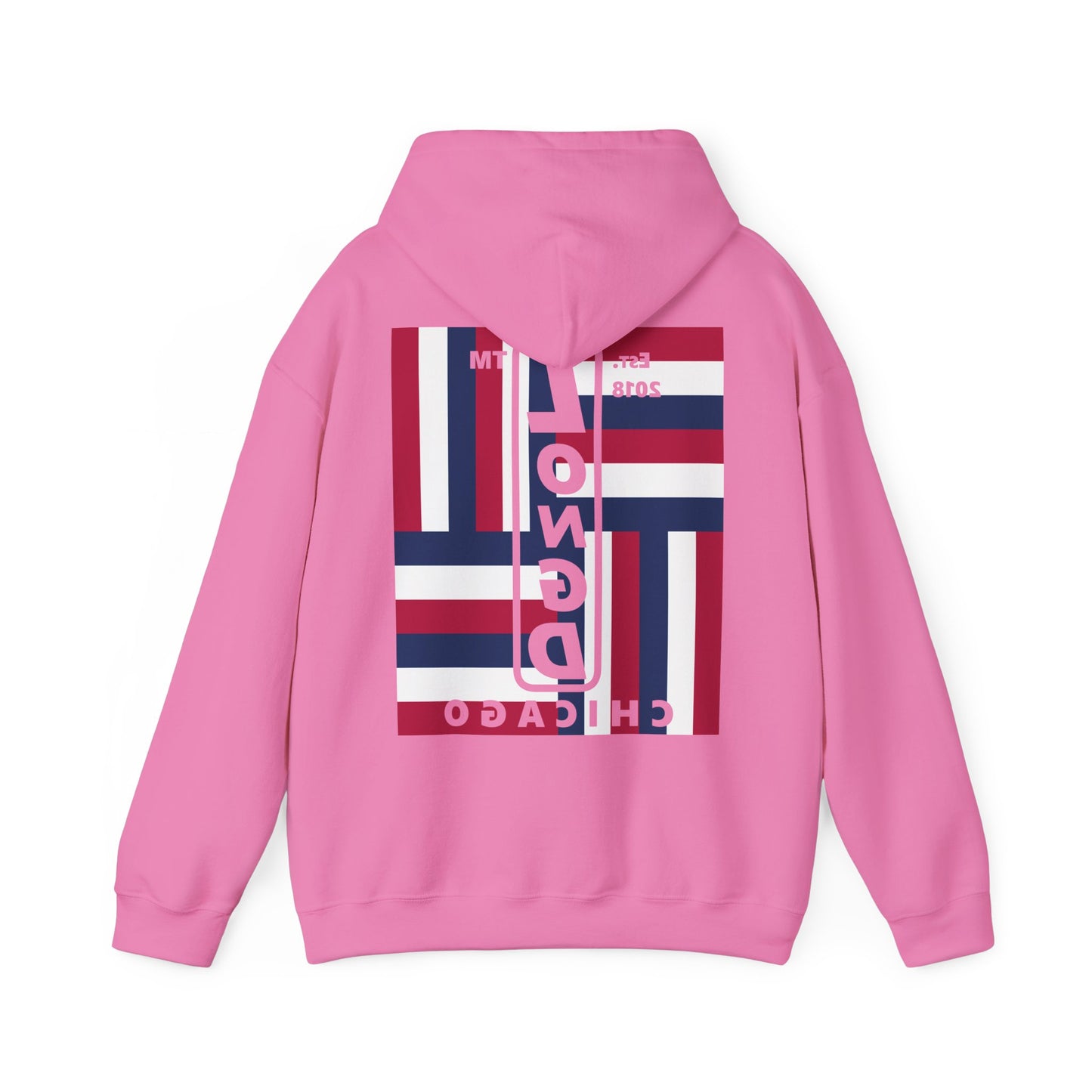 LongD single-breasted negative windmill front-back Chicago upright logo hoodie (Patriotic colors)