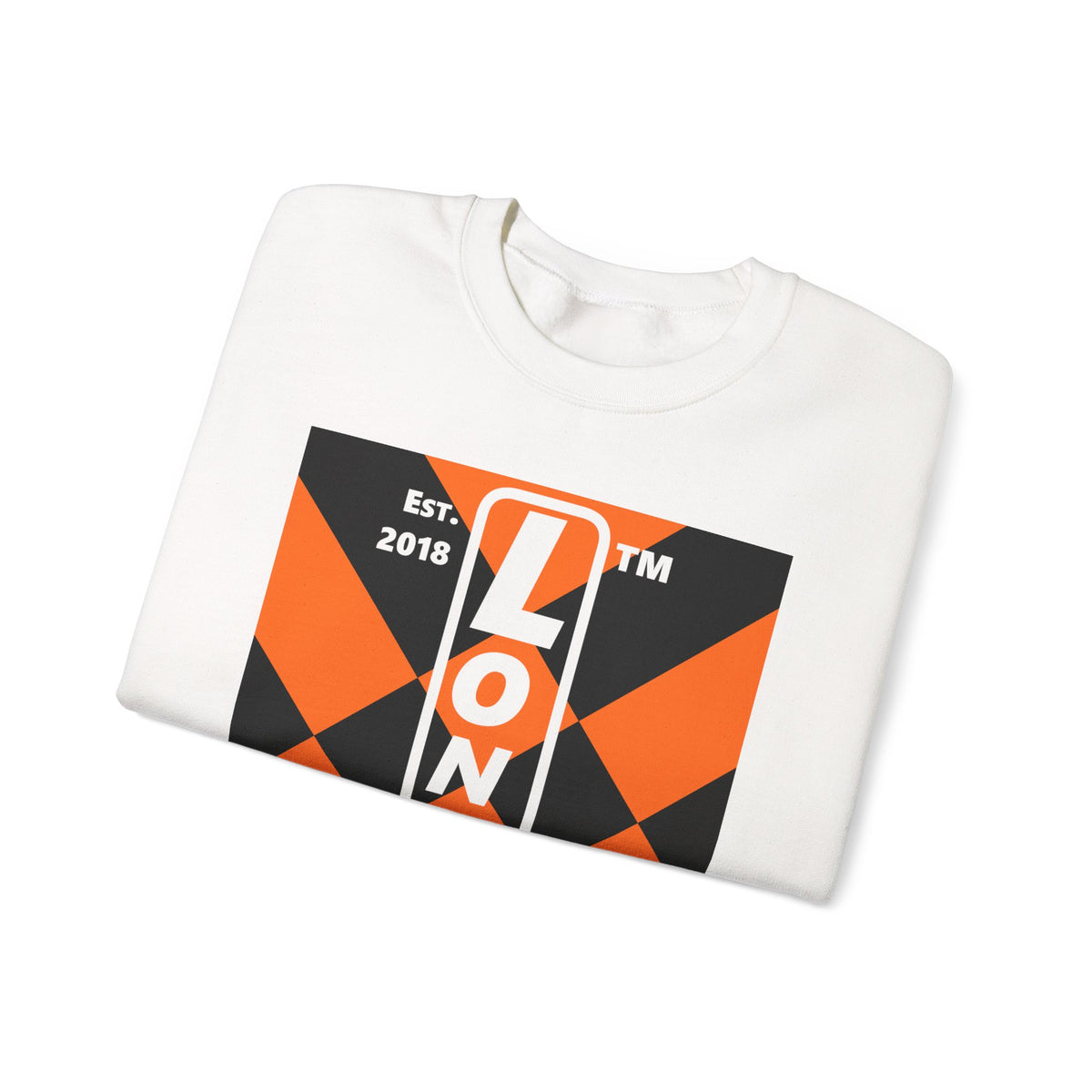 LongD Hyde Park negative upright mixed argyle logo (Halloween colors) crewneck sweatshirt