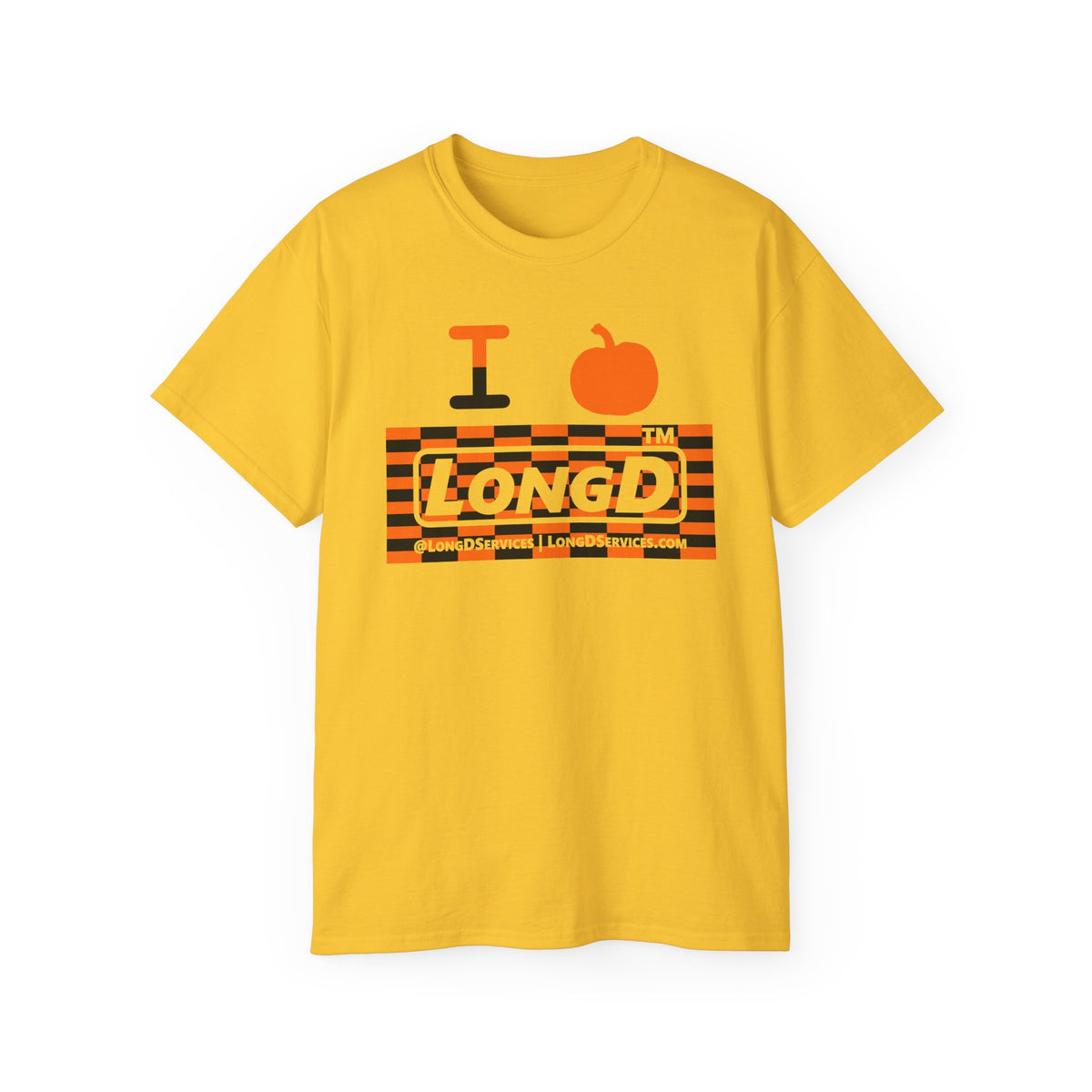 I pumpkin LongD Tag-domain negative tiled logo cotton tee