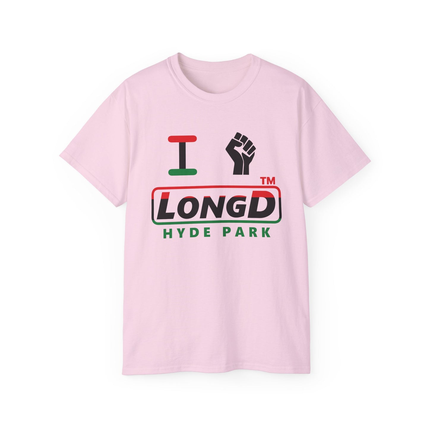 I fist LongD positive horizontal 3-striped Hyde Park logo cotton tee
