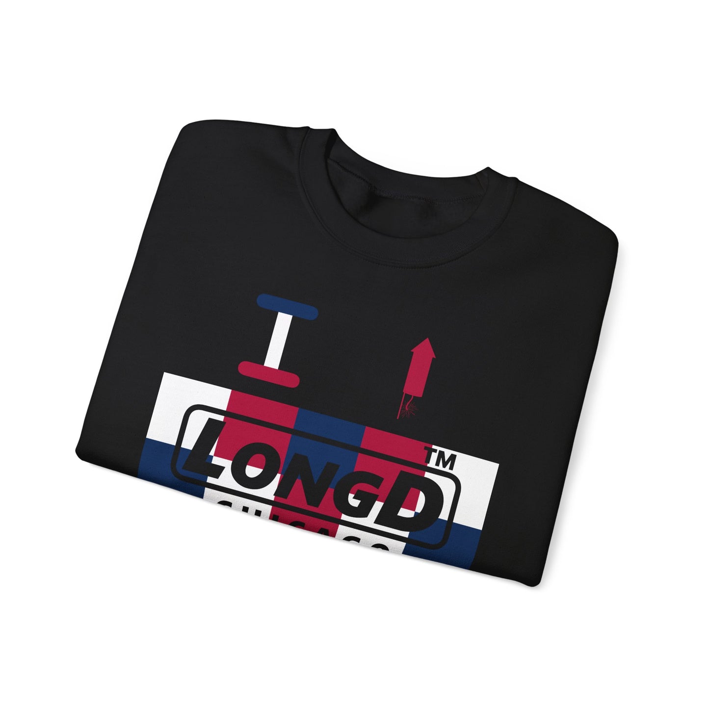 I firecracker LongD negative 2x5 Chicago logo crewneck sweatshirt
