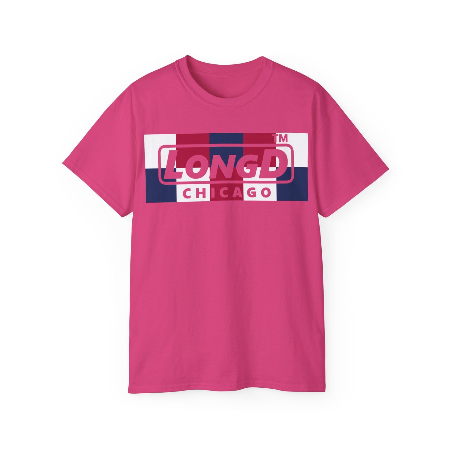 LongD negative 2x5 Chicago logo cotton tee (patriotic colors)