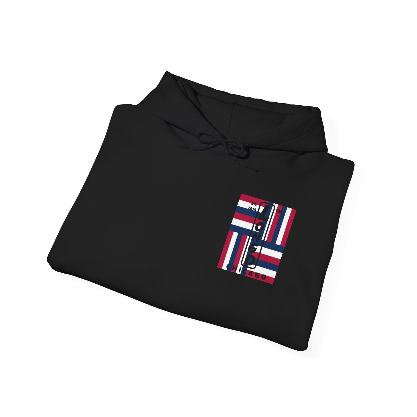 LongD single-breasted negative windmill front-back Chicago upright logo hoodie (Patriotic colors)
