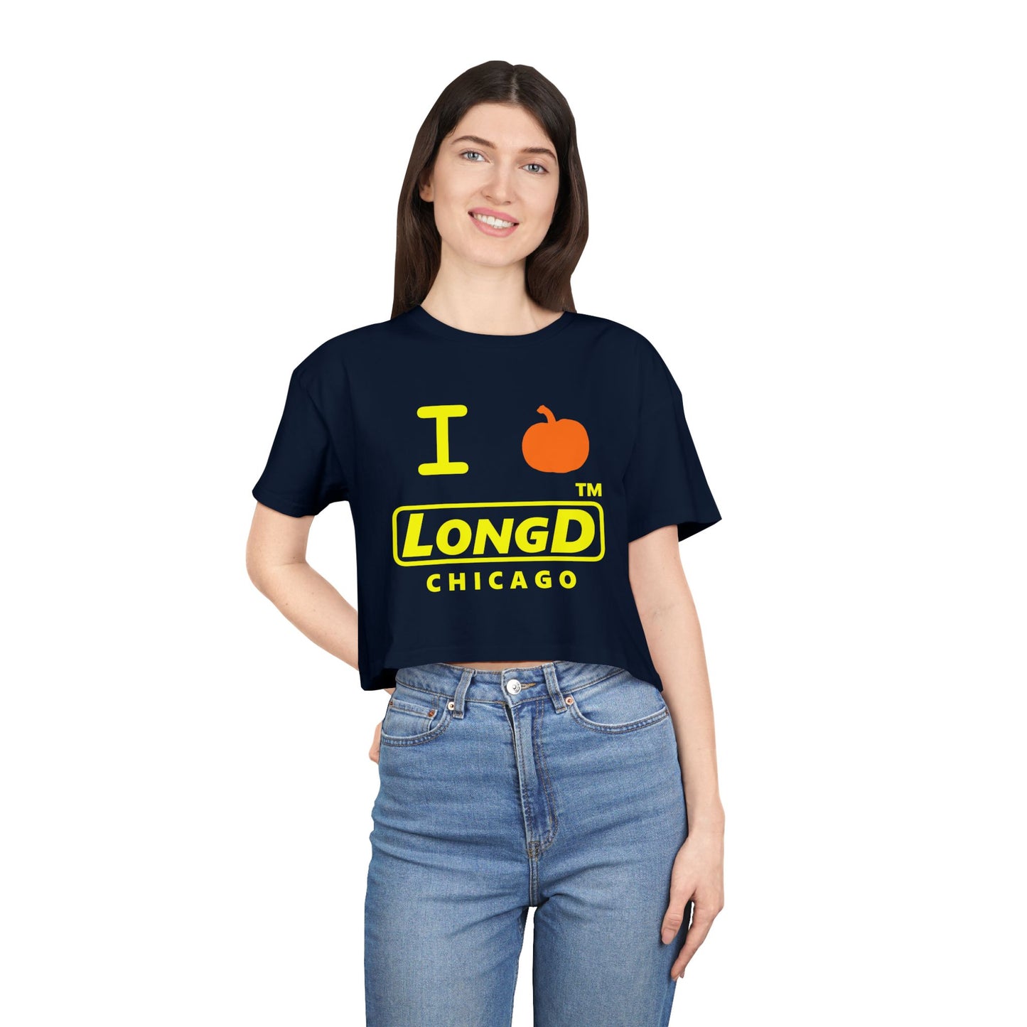I Pumpkin LongD Logo Crop Tee yellow basic Chicago logo