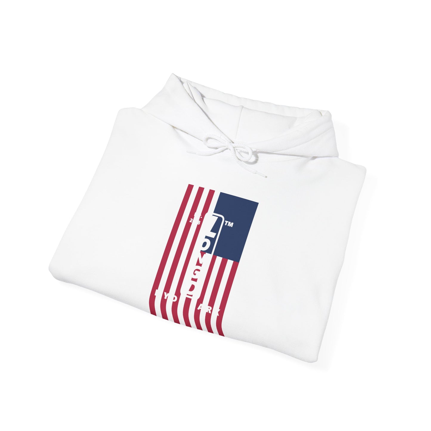 LongD® negative flag upright Hyde Park logo hoodie (Patriotic colors)