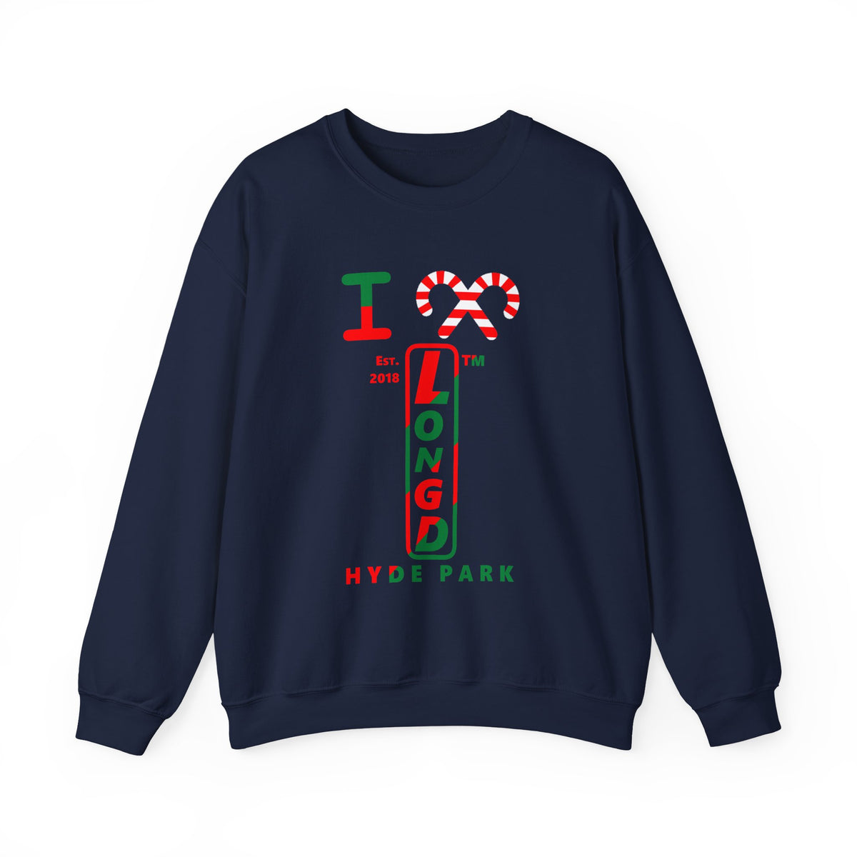 I candy cane LongD Hyde Park positive upright pixel-weighted 4-striped logo crewneck sweatshirt
