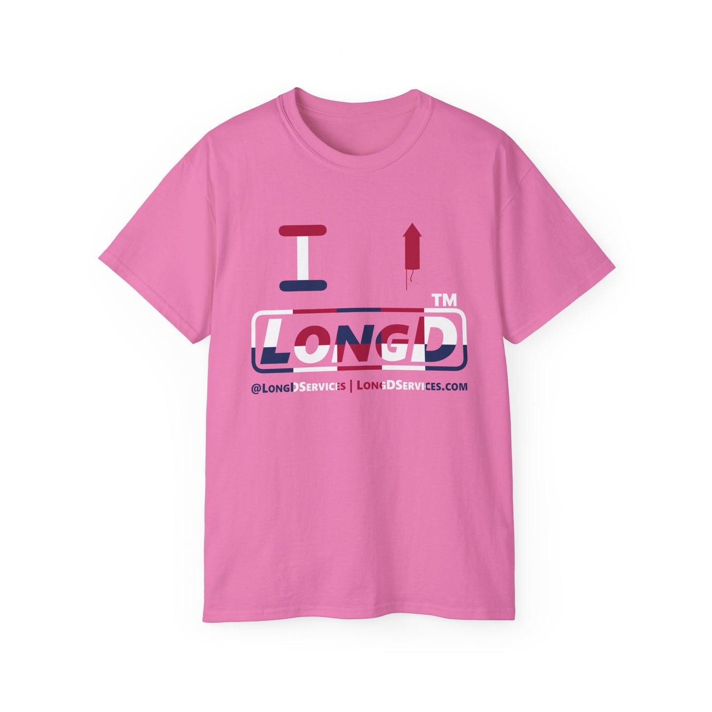 I firecracker LongD positive 2x5 front-back tag-domain logo cotton tee