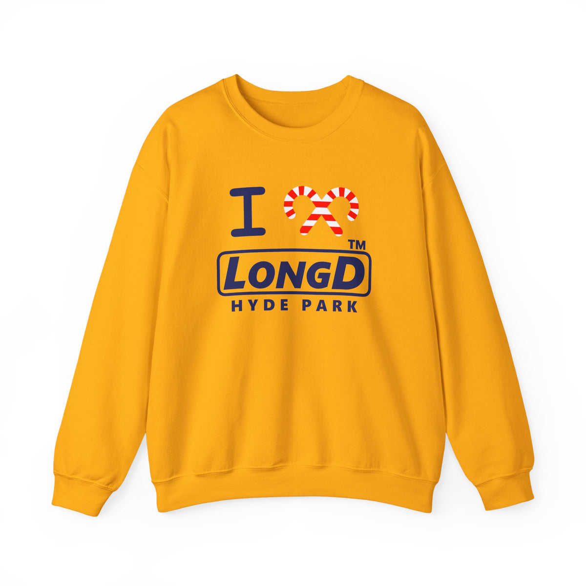 I candy cane LongD Hyde Park positive official basic navy front-back logo crewneck sweatshirt