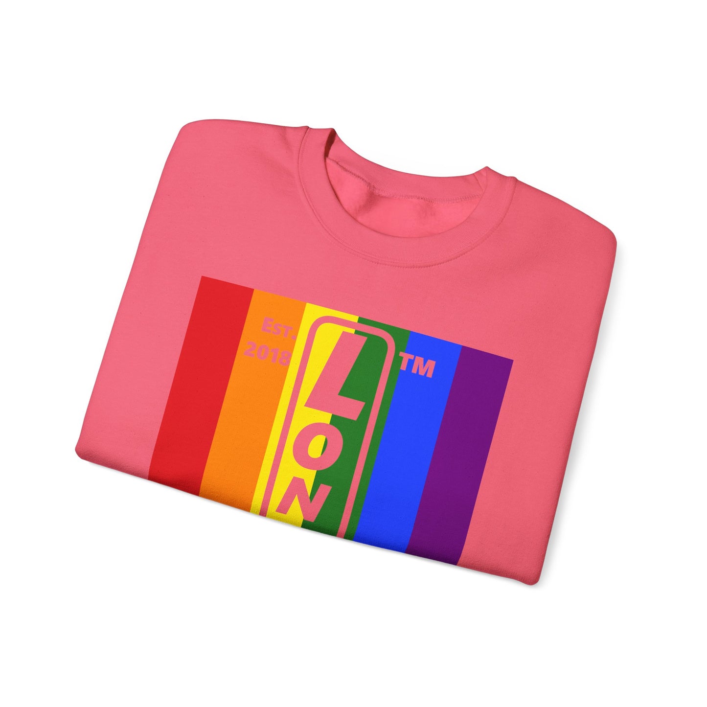 LongD negative cropped flag Hyde Park upright logo crewneck sweatshirt (Pride colors)