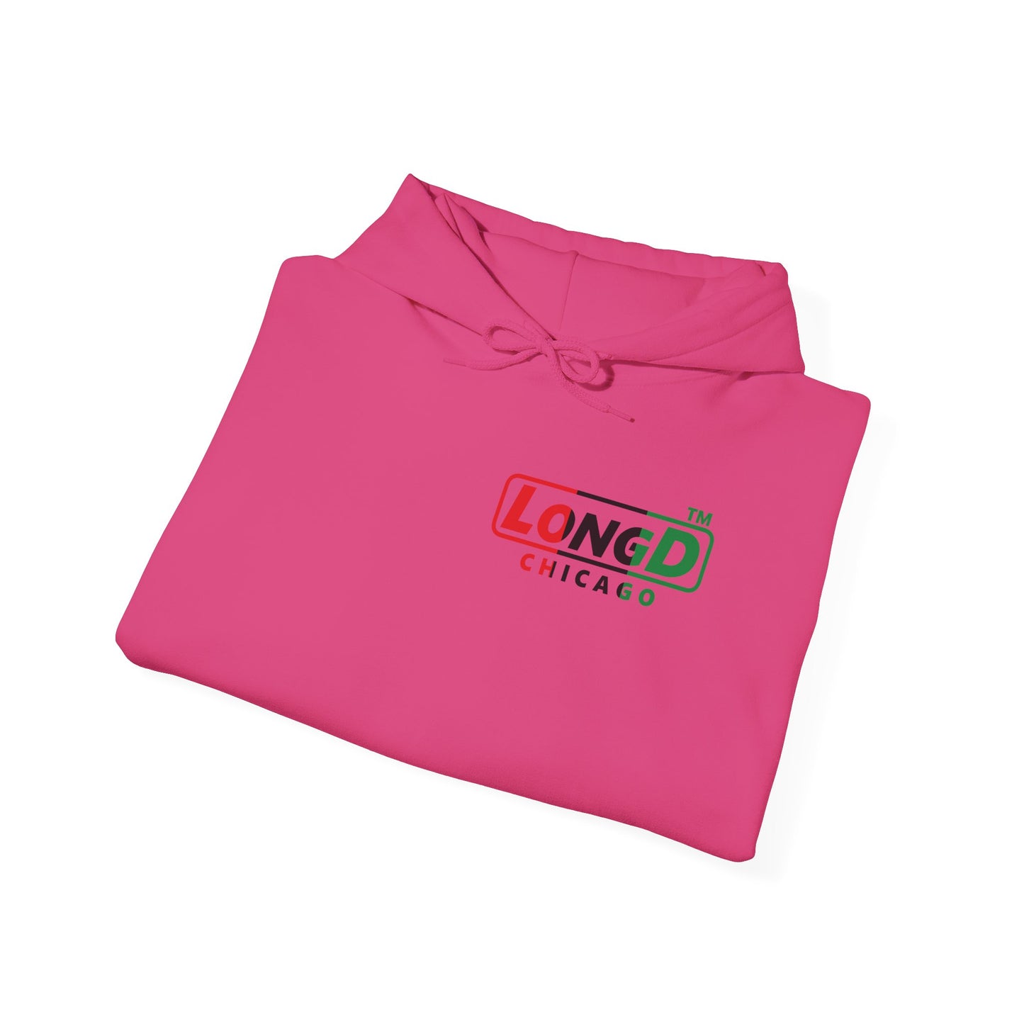 LongD® positive vertical 3-striped 4-print single-breasted Chicago logo Hoodie (Juneteenth colors)
