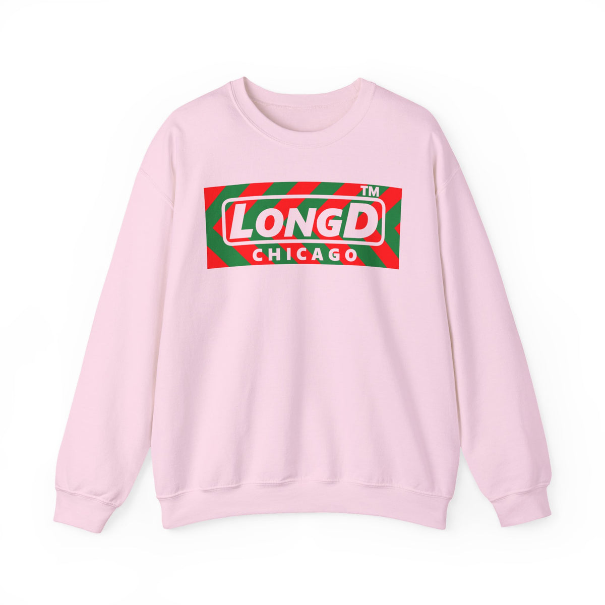 LongD Chicago negative leftward chevron logo (Xmas colors) crewneck sweatshirt