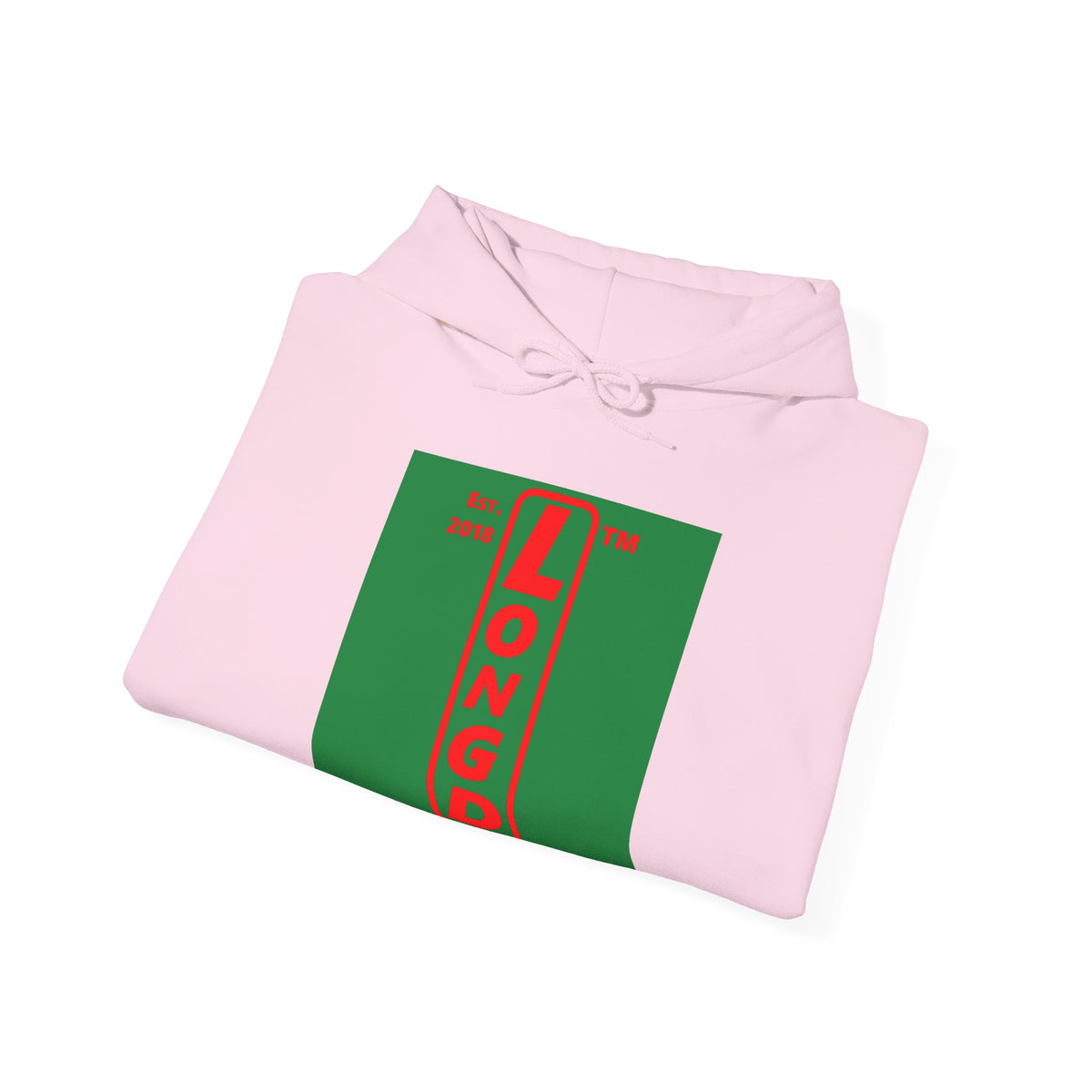LongD Hyde Park upright logo positive red on negative green (Xmas colors) hoodie