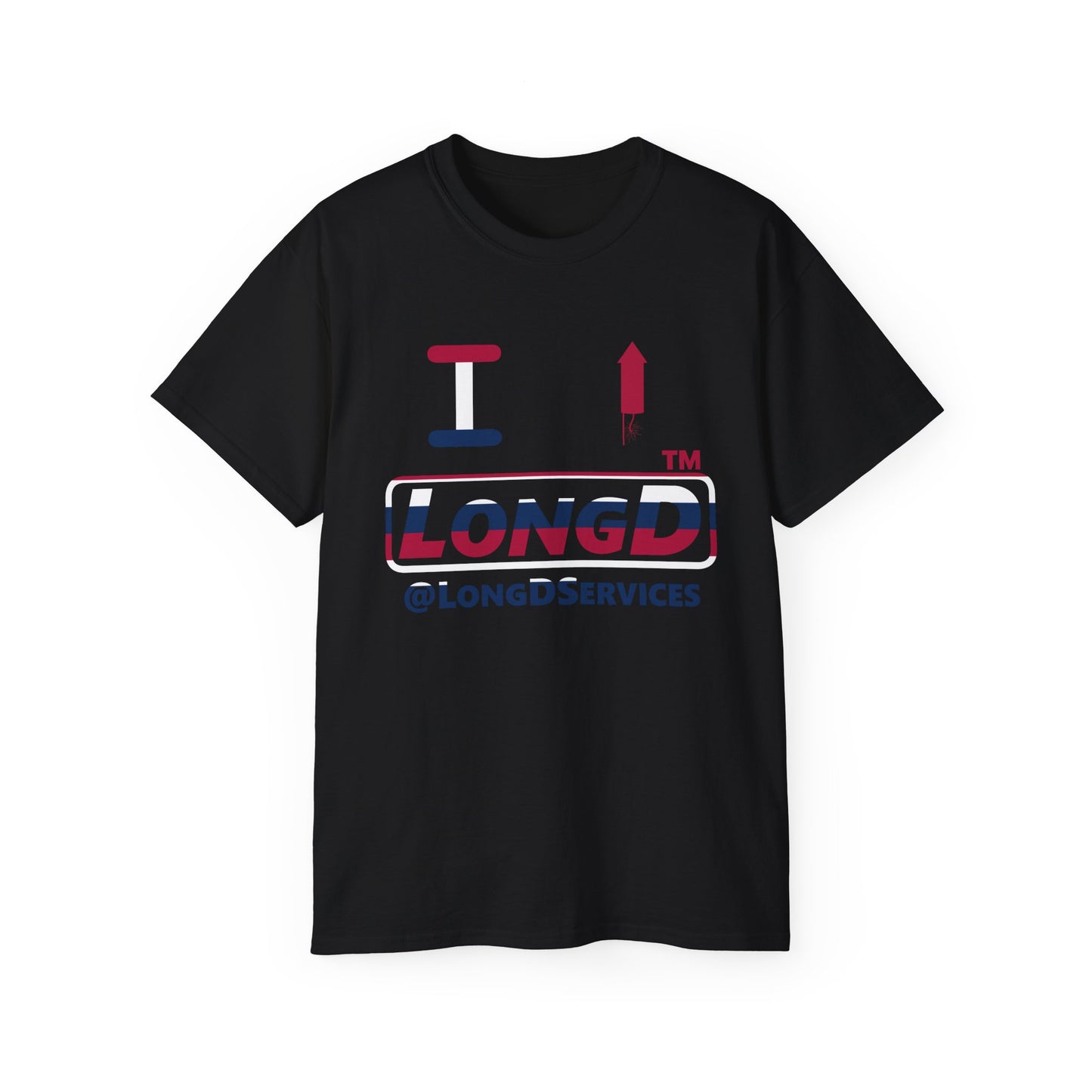 I firecracker LongD positive horizontal 6-striped tag logo cotton tee