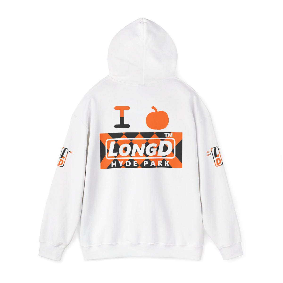 I pumpkin LongD Hyde Park negative stylized argyle 4-print logo hoodie