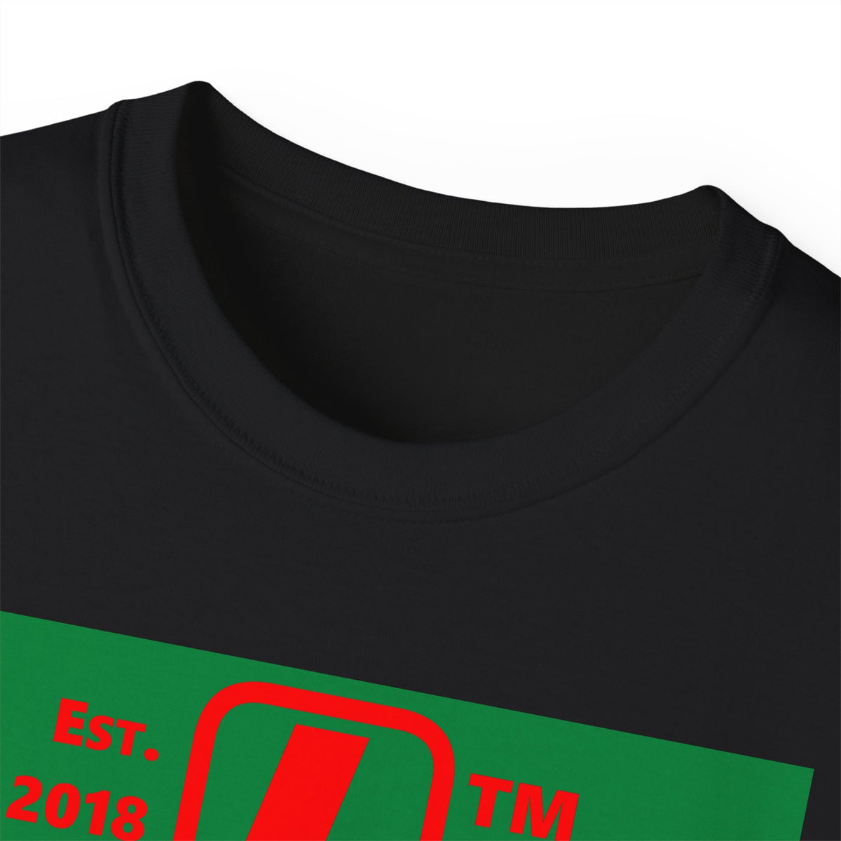 LongD Hyde Park upright logo positive red on negative green (Xmas colors) cotton tee