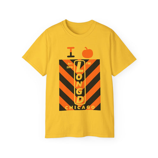 I pumpkin LongD Chicago negative upright downward chevron logo cotton tee