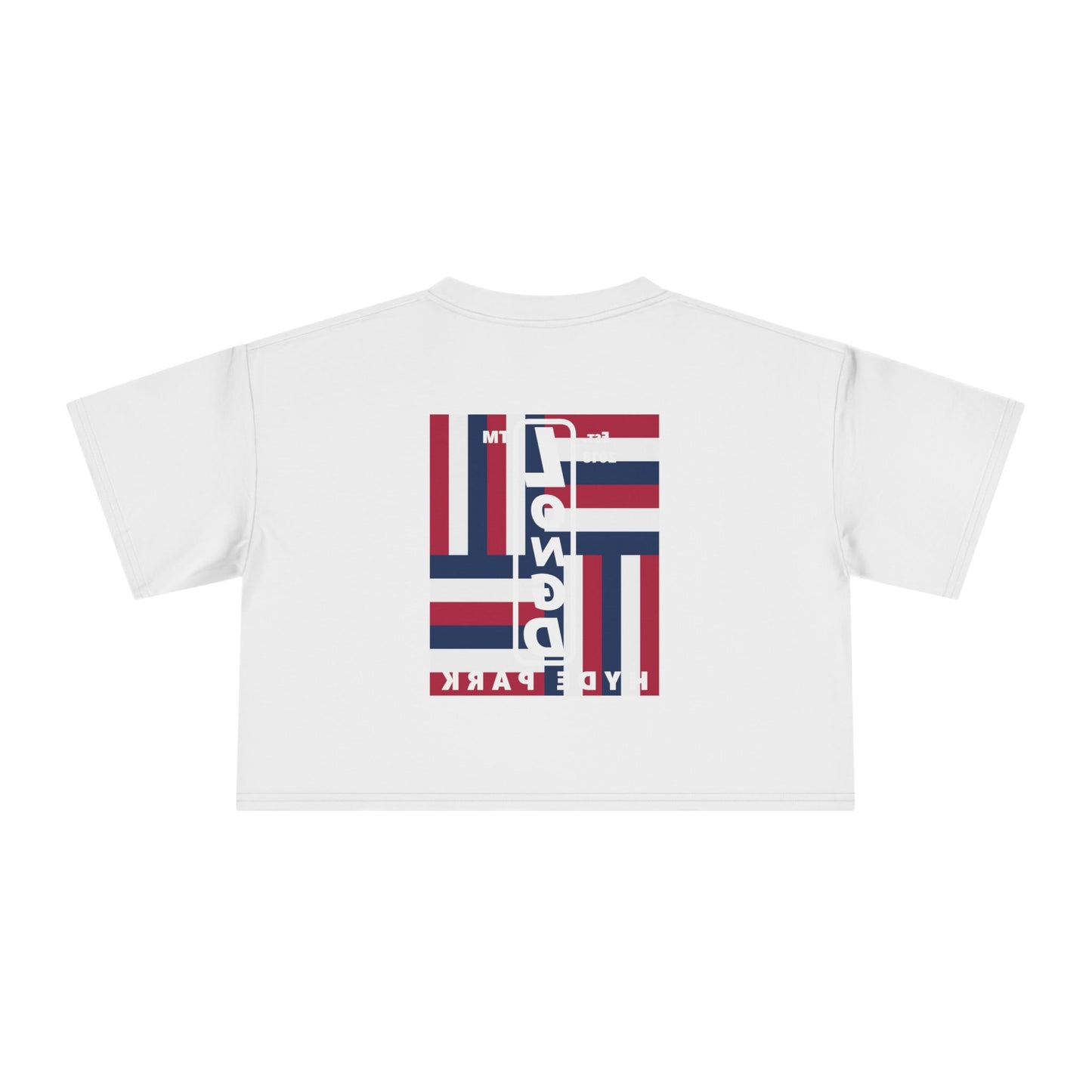 Negative windmill upright front-reversed back Hyde Park logo crop tee (Patriotic colors)