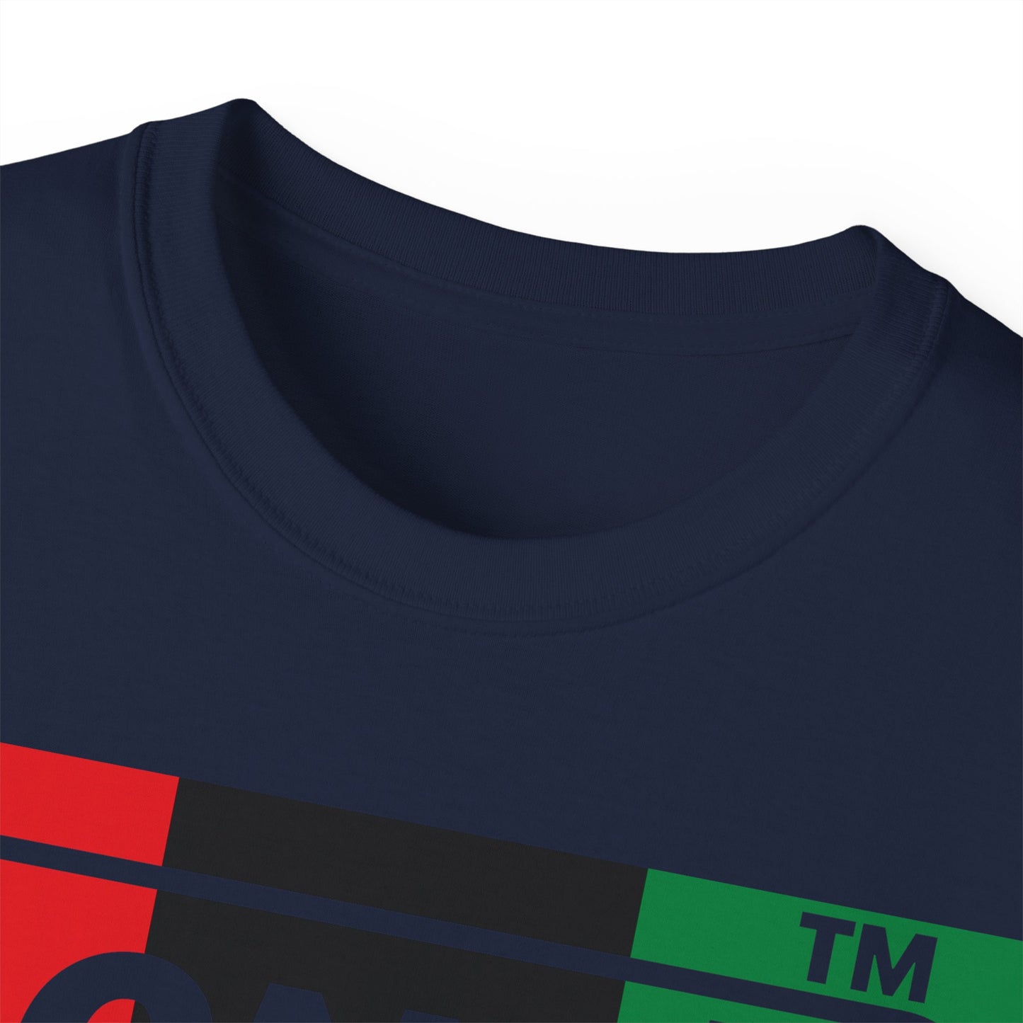 LongD negative vertical 3-striped Hyde Park logo cotton tee (Juneteenth colors)