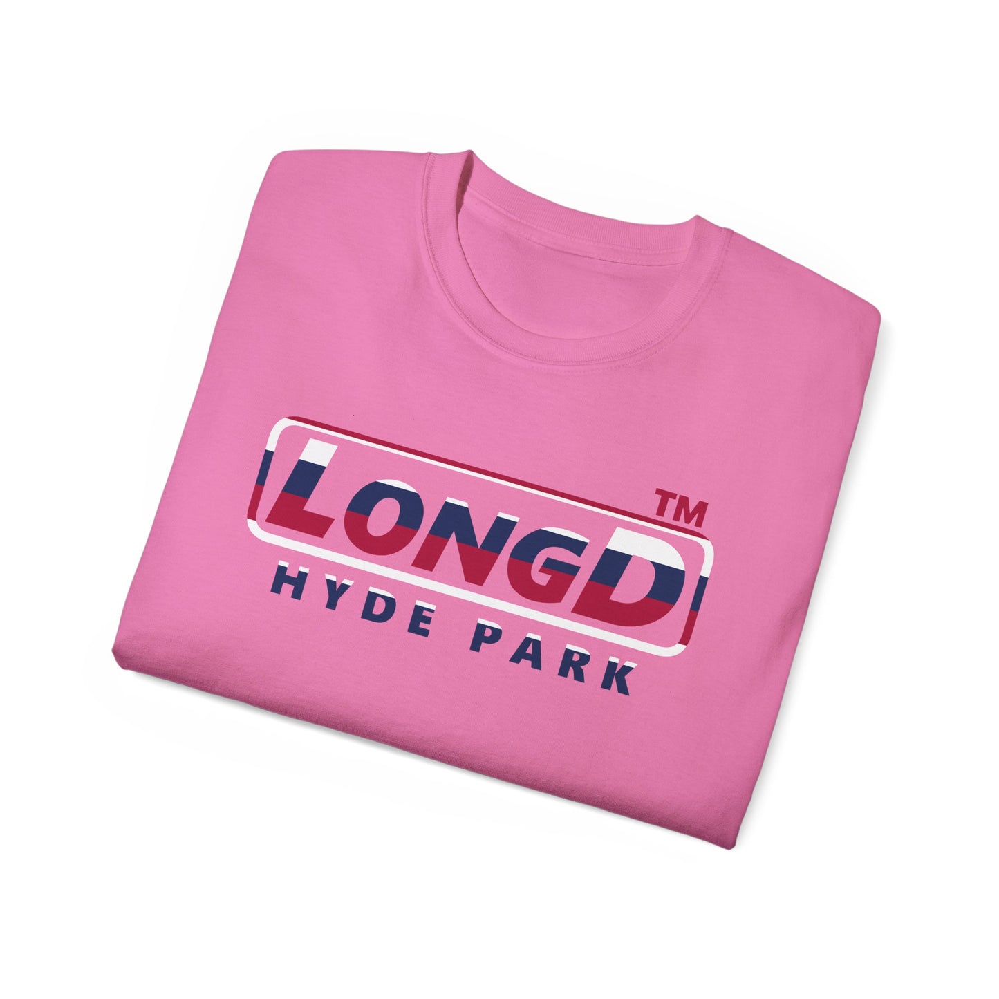 LongD positive horizontal 6-striped Hyde Park logo cotton tee (patriotic colors)